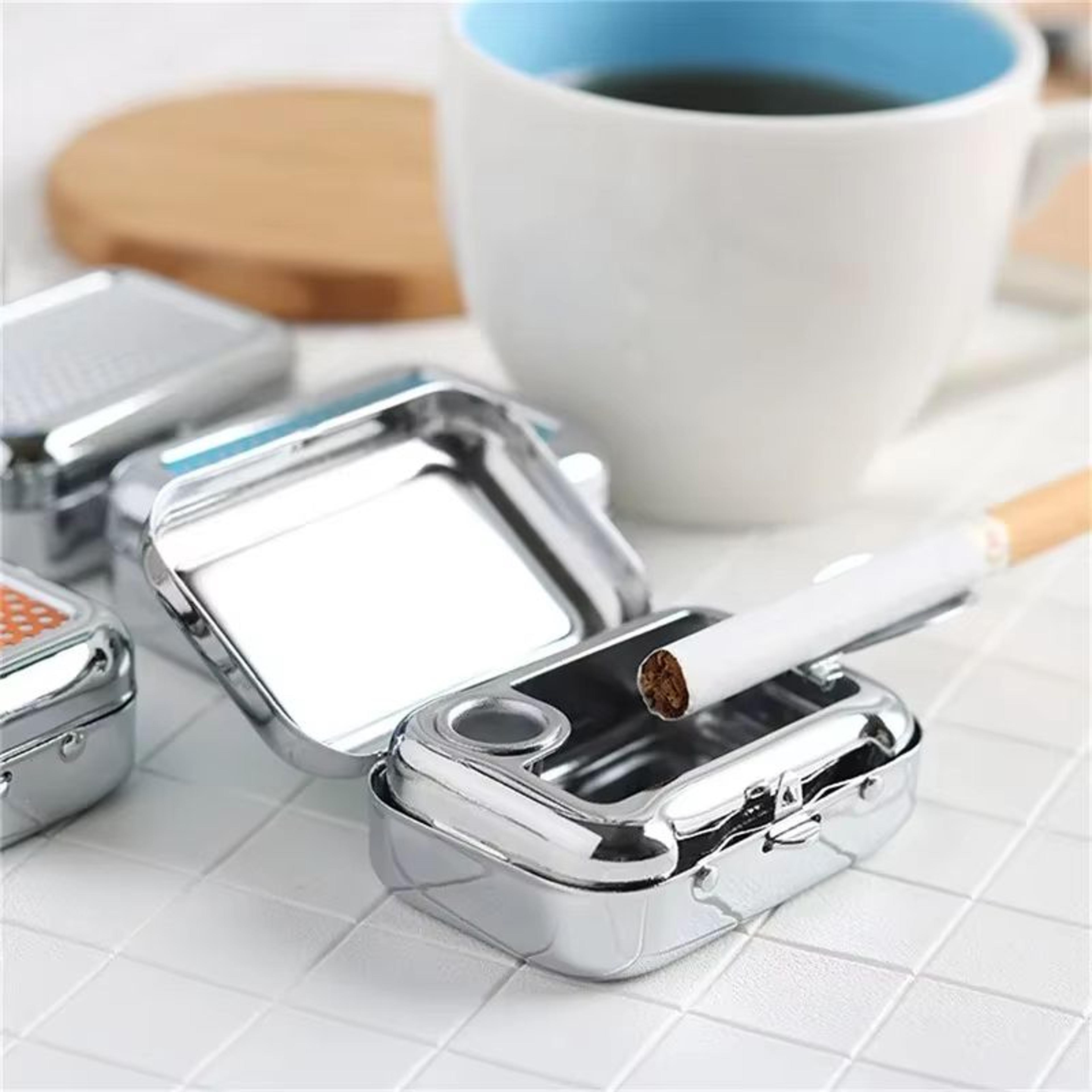 portable mini metal ashtray with lockable lid pocket size outdoor and desktop ashtray