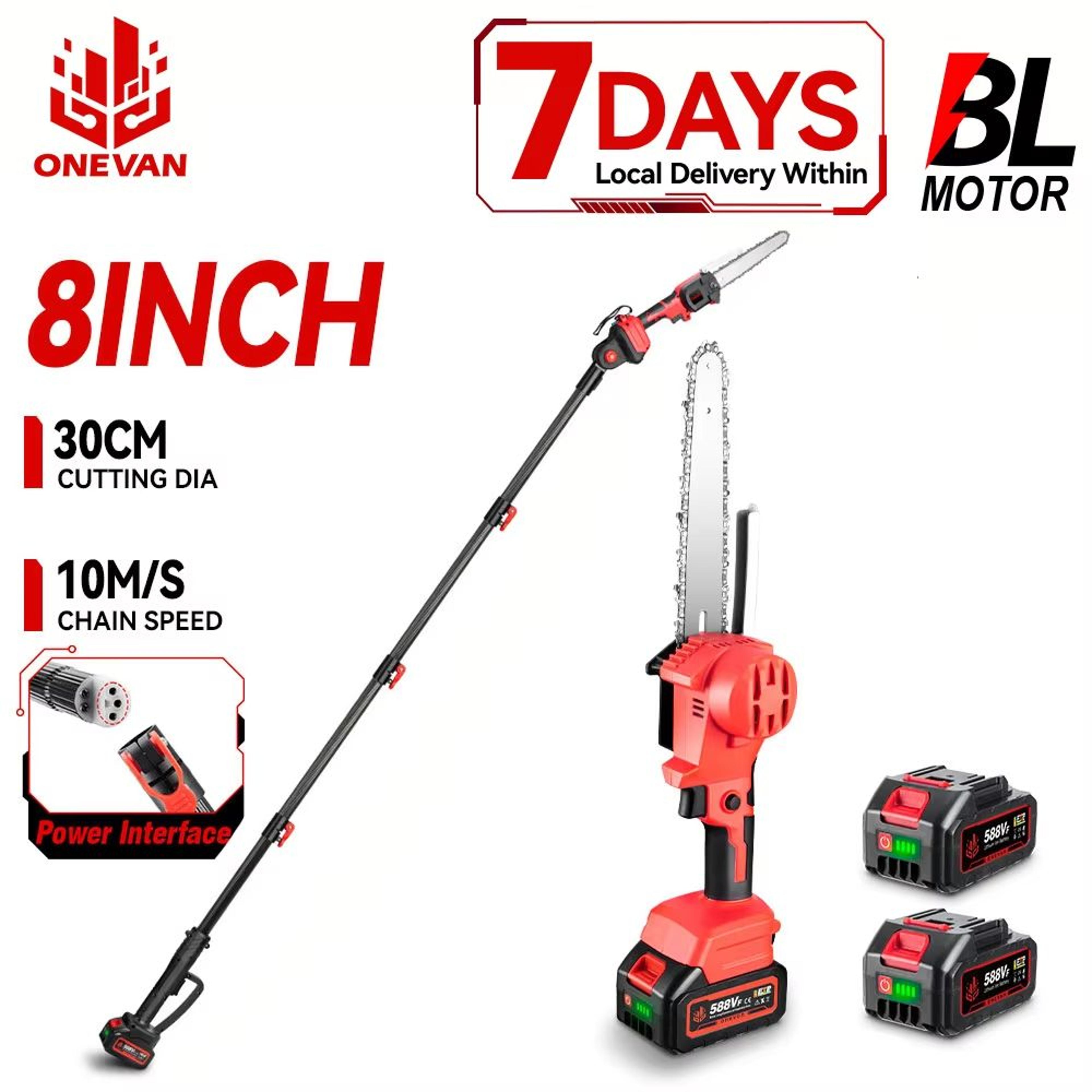 onevan cordless telescoping pole saw 4500w brushless high branch pruning tool for 18v battery