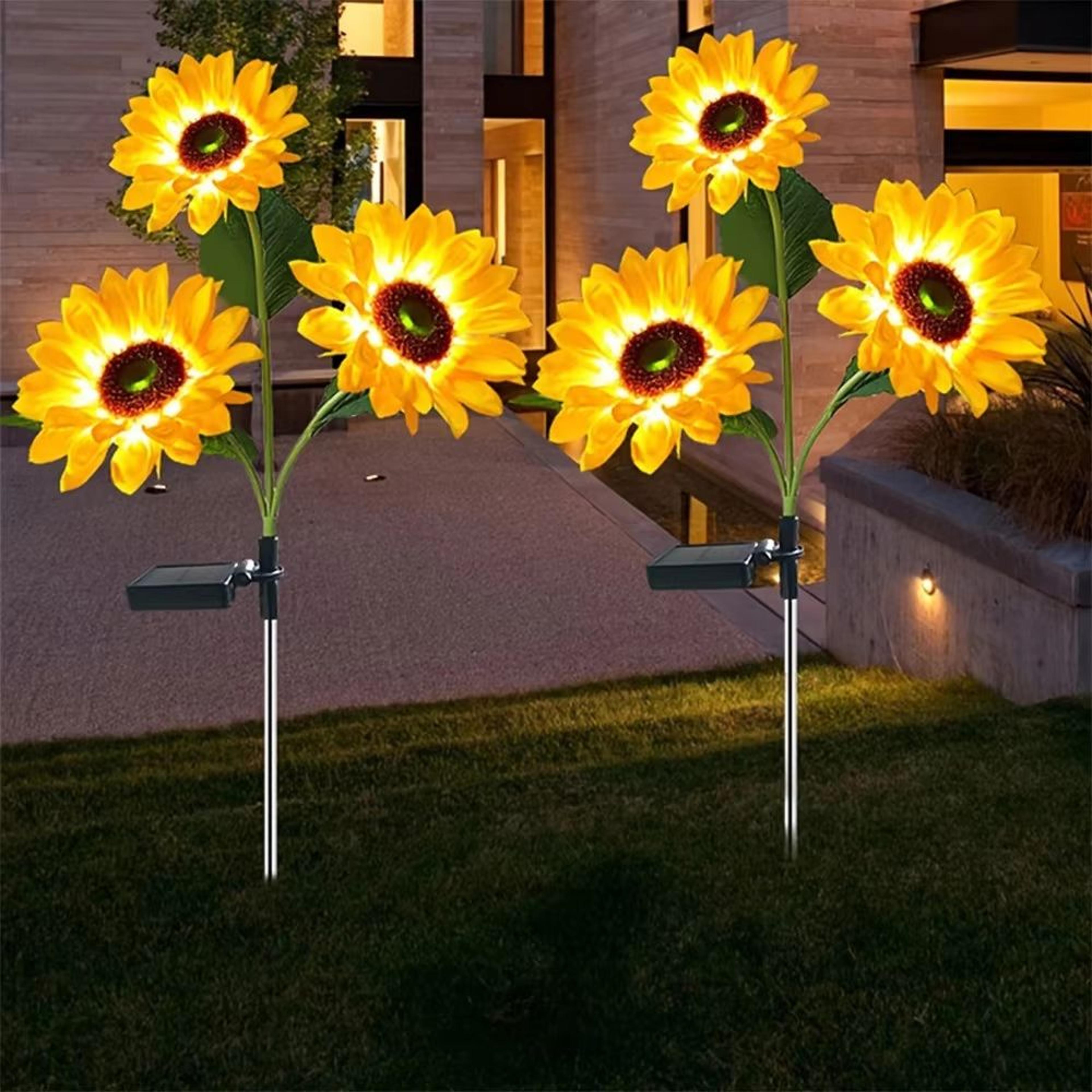 led solar sunflower garden lights with 1 or 3 heads for outdoor landscape decor