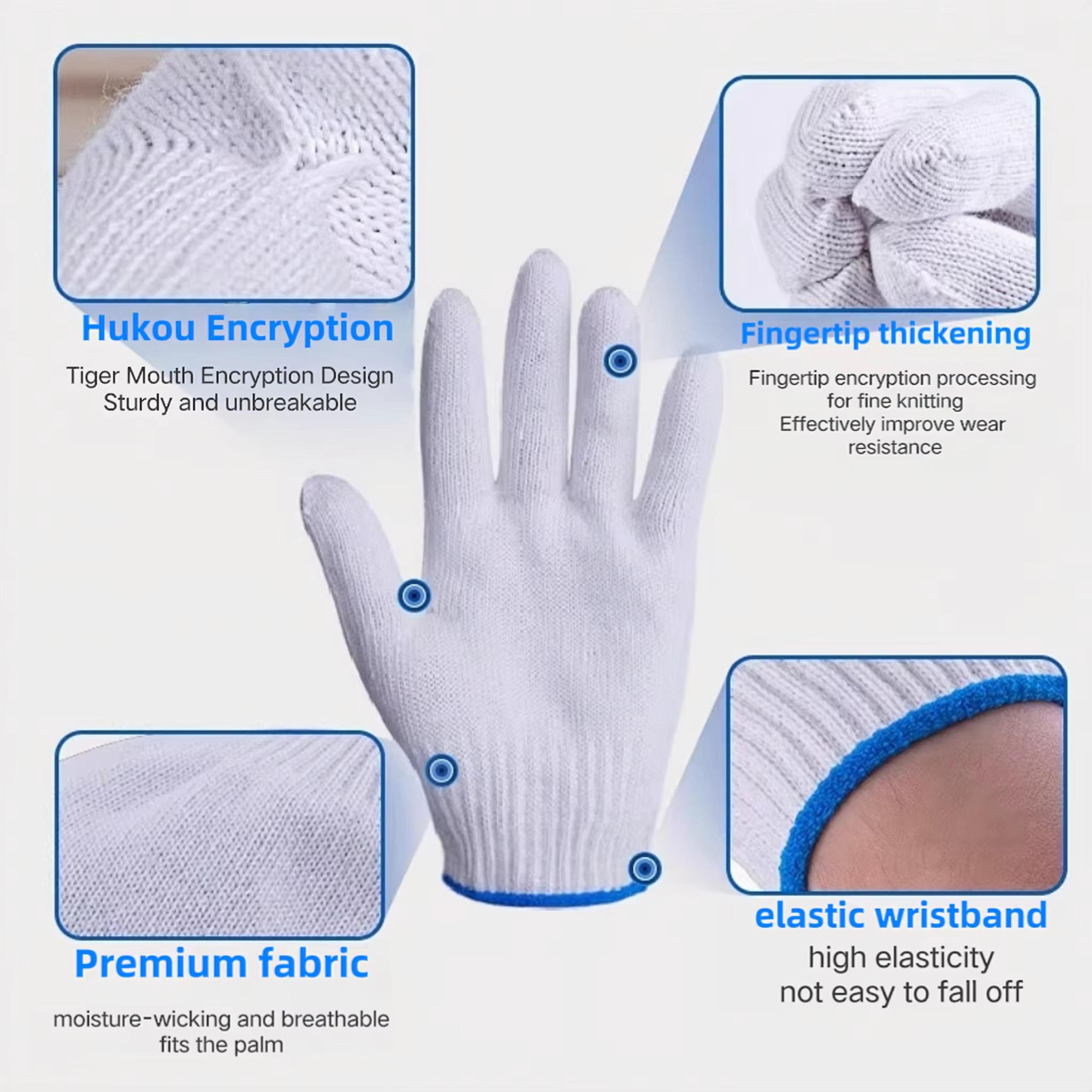pure cotton breathable anti slip work gloves bulk pack (10/30/60 pairs) for cleaning, handling, and daily protection