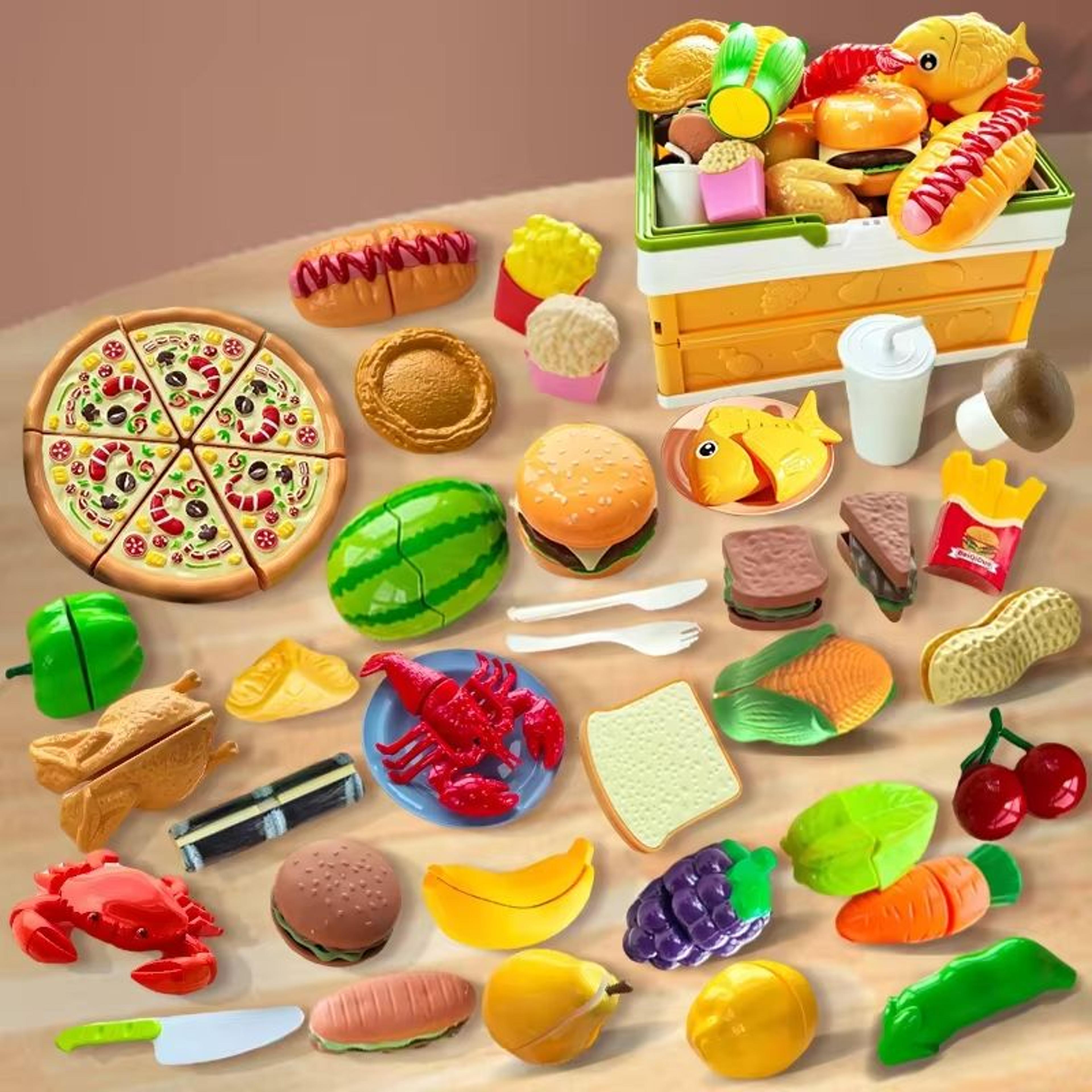 kids kitchen toy set with pretend play kitchen accessories and fruit cutting toy set for early learning