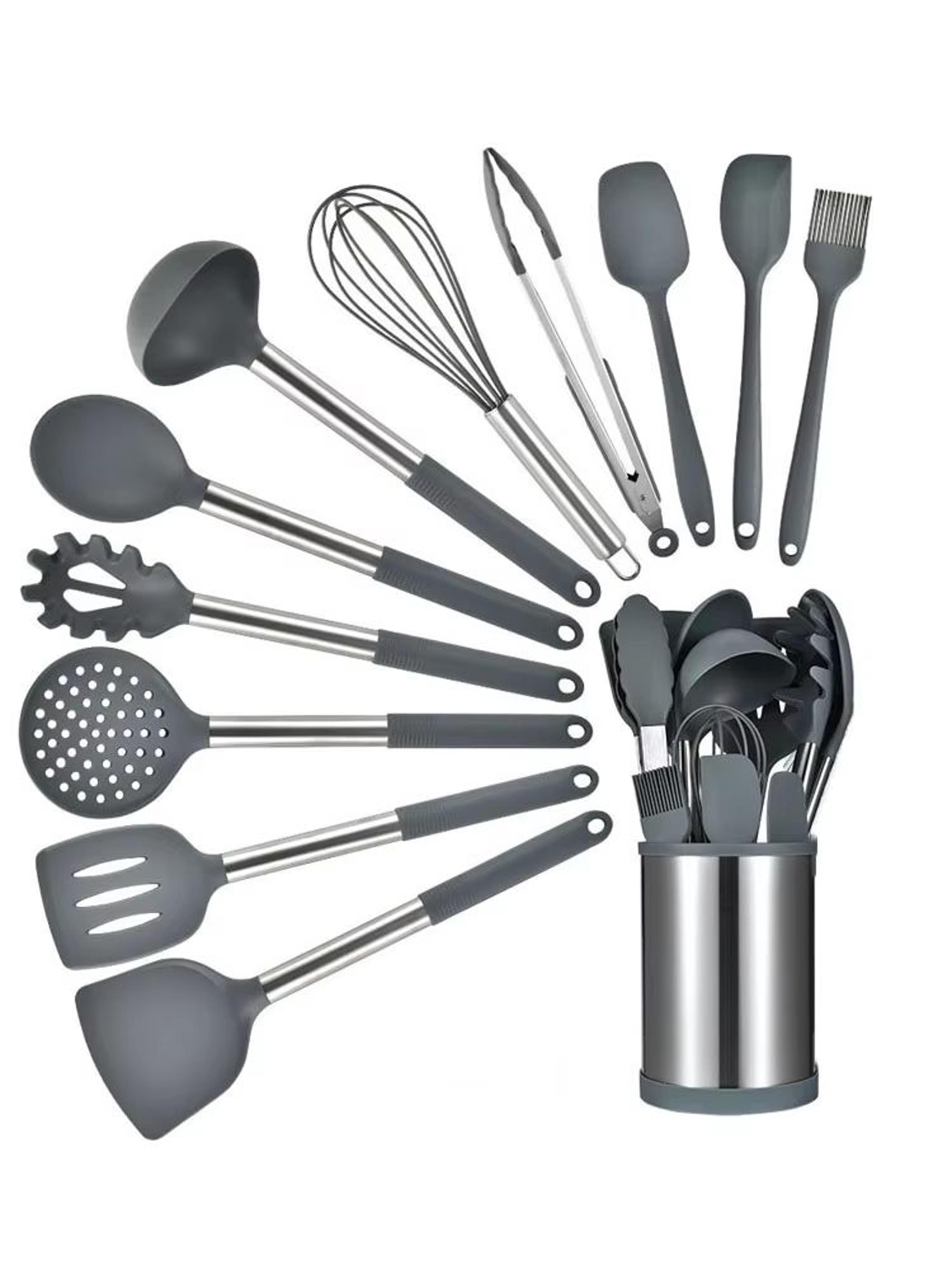 12-piece 360° rotating base silicone kitchen utensil set heat-resistant non-toxic cooking and baking tools
