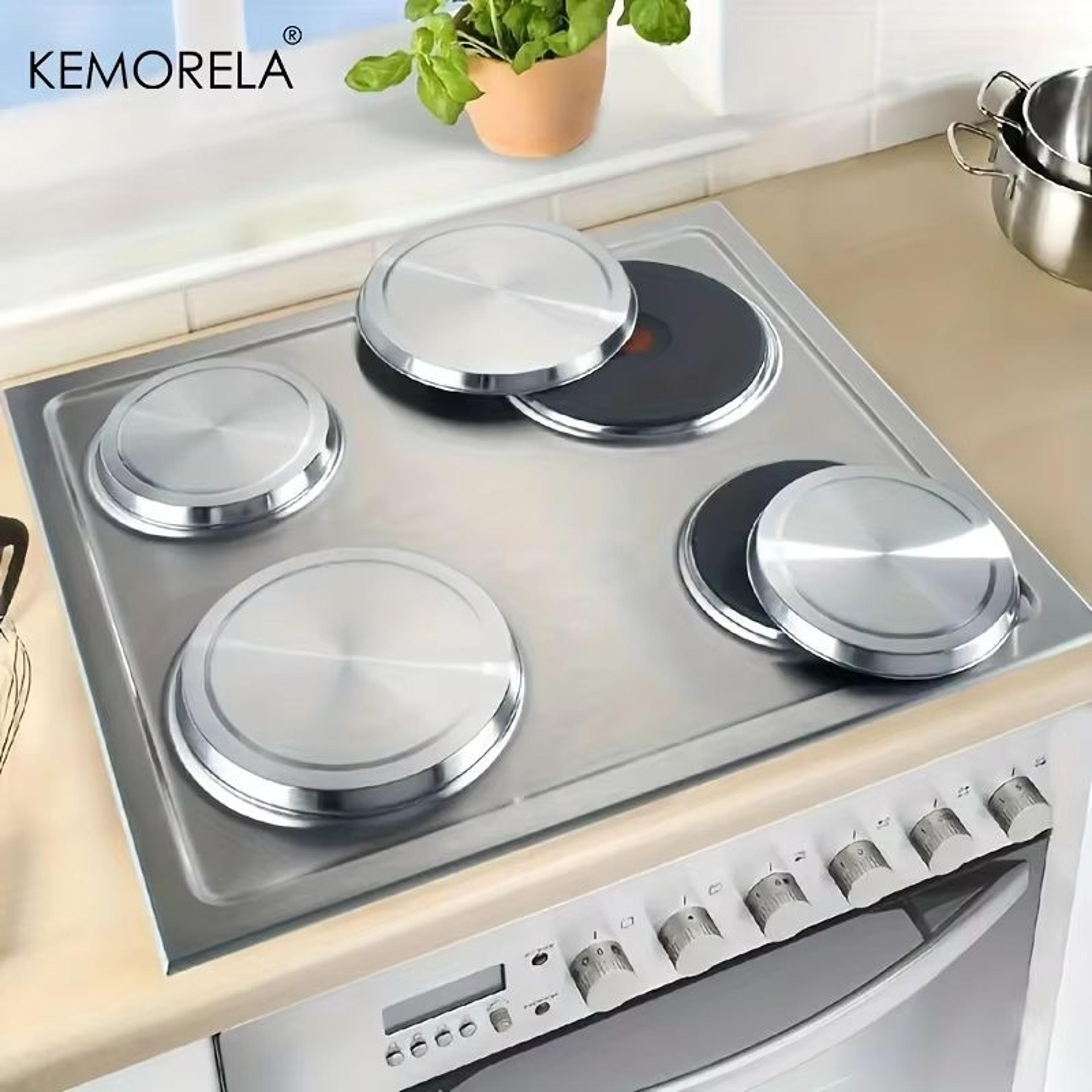 4-pack stainless steel electric stove burner covers (2 small + 2 large) rustproof round cooktop cover plates