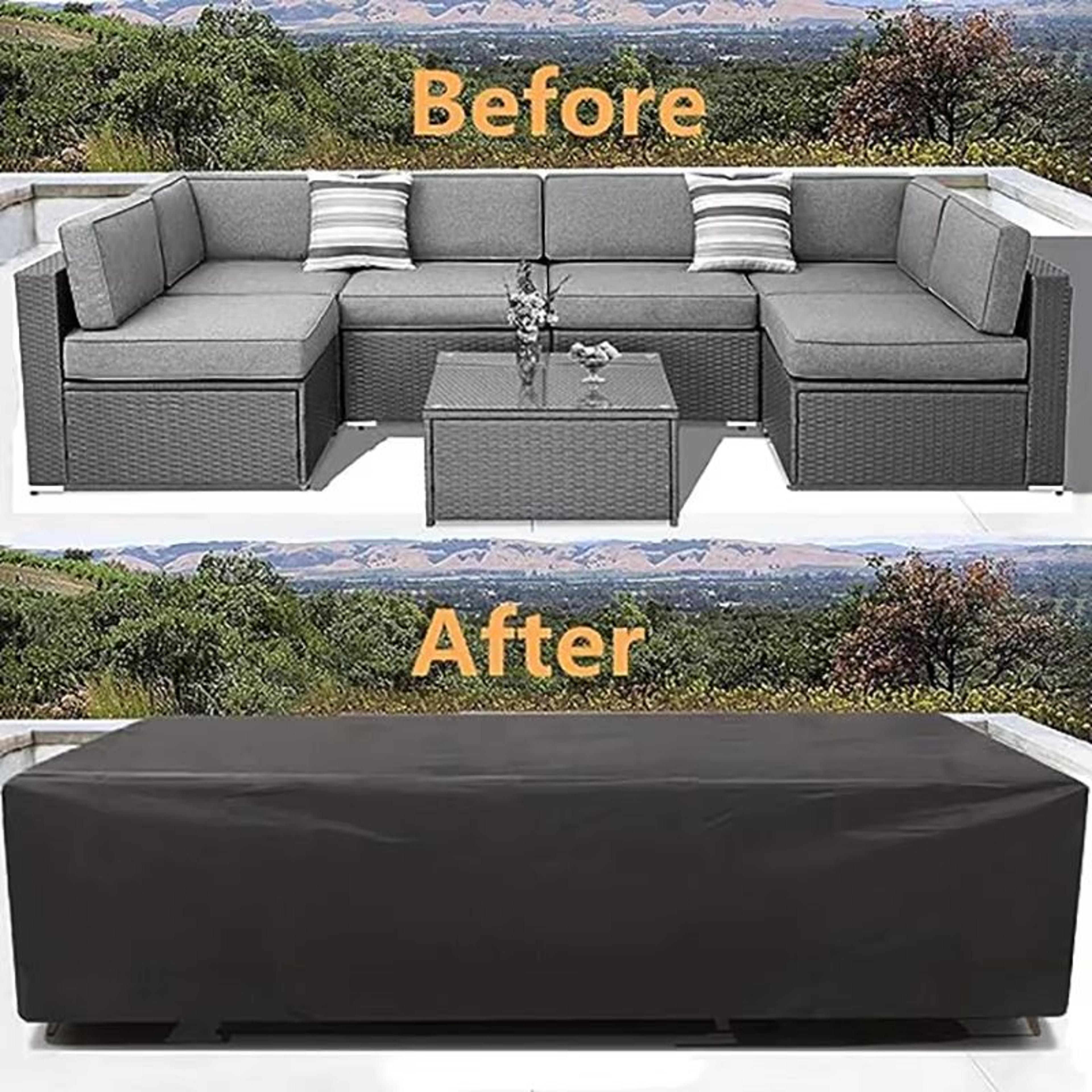 waterproof 210d oxford outdoor furniture cover for patio sofa and garden sets (black/silver)