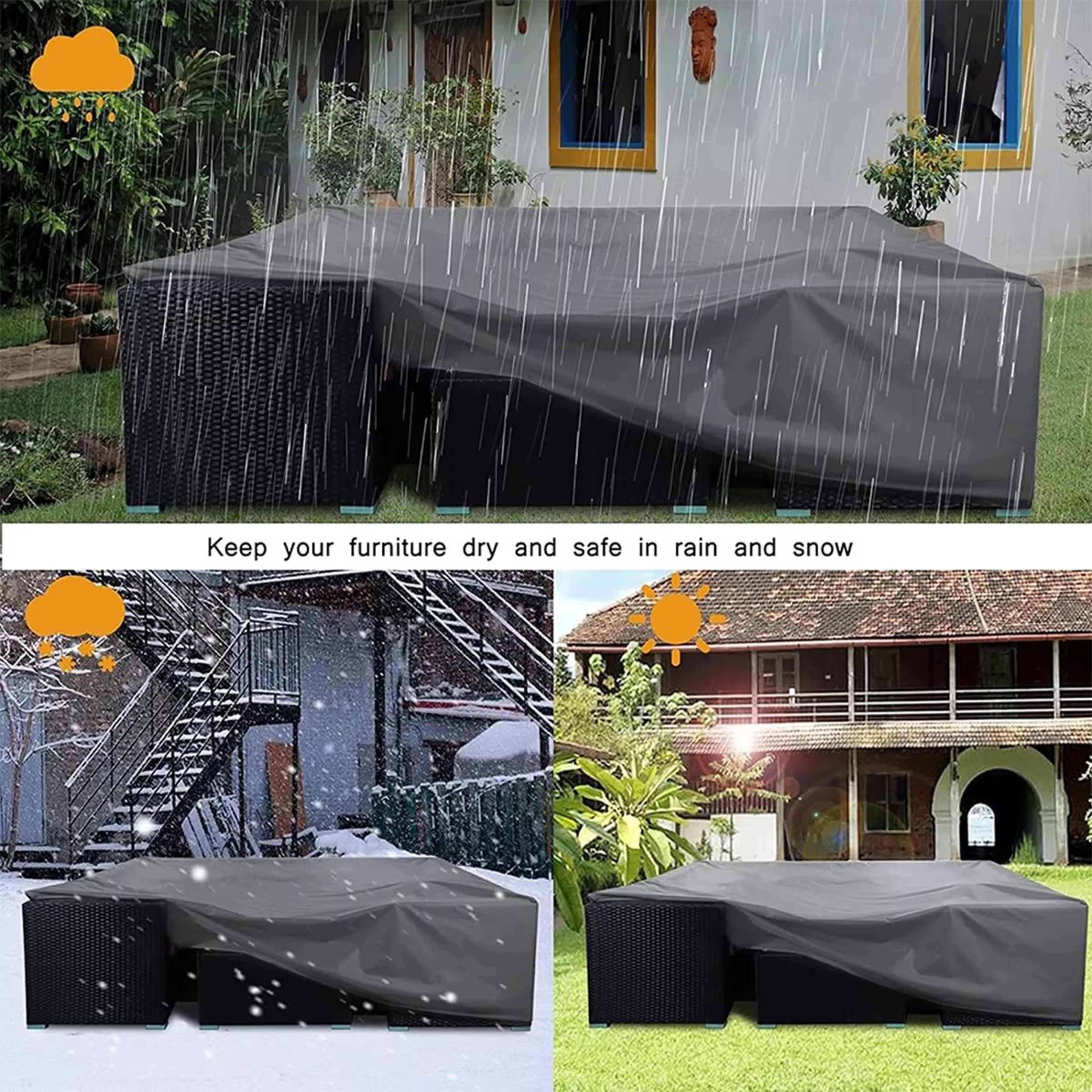heavy duty waterproof rectangular patio furniture cover for outdoor sofa, table and chair sets (rain, snow, wind protect