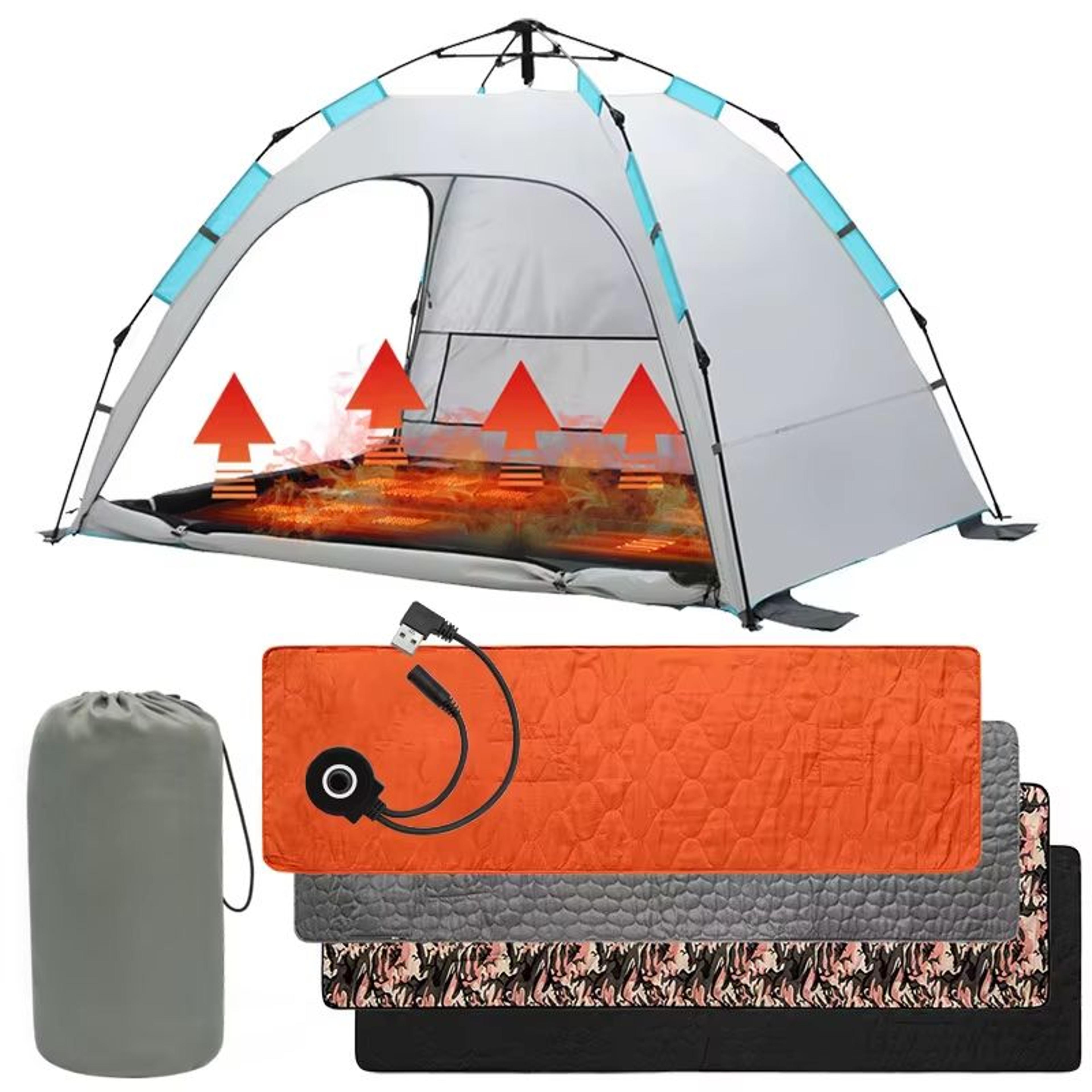 usb heated sleeping mat 6-zone electric warming pad for camping and hiking