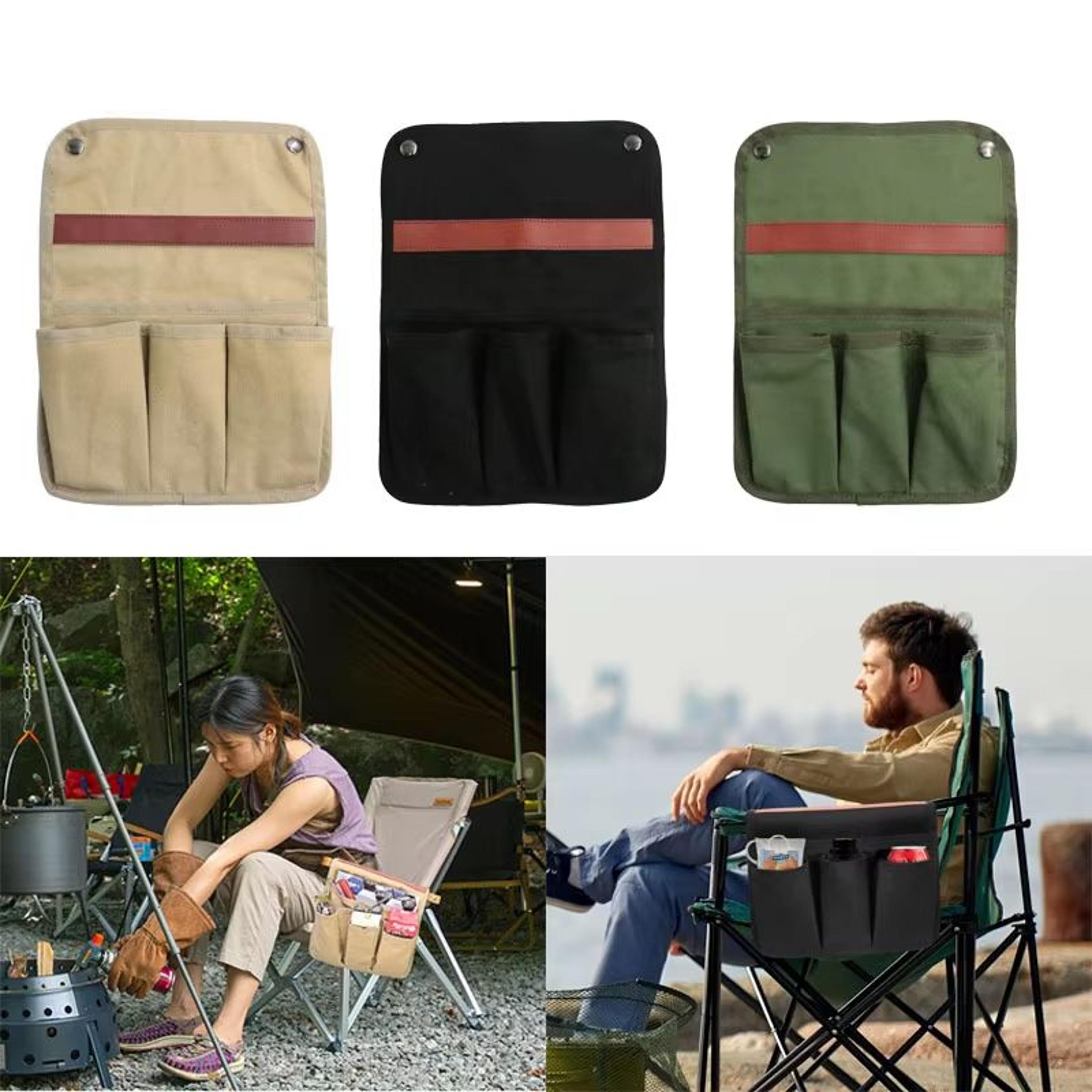 outdoor portable chair armrest storage bag organizer for camping and fishing