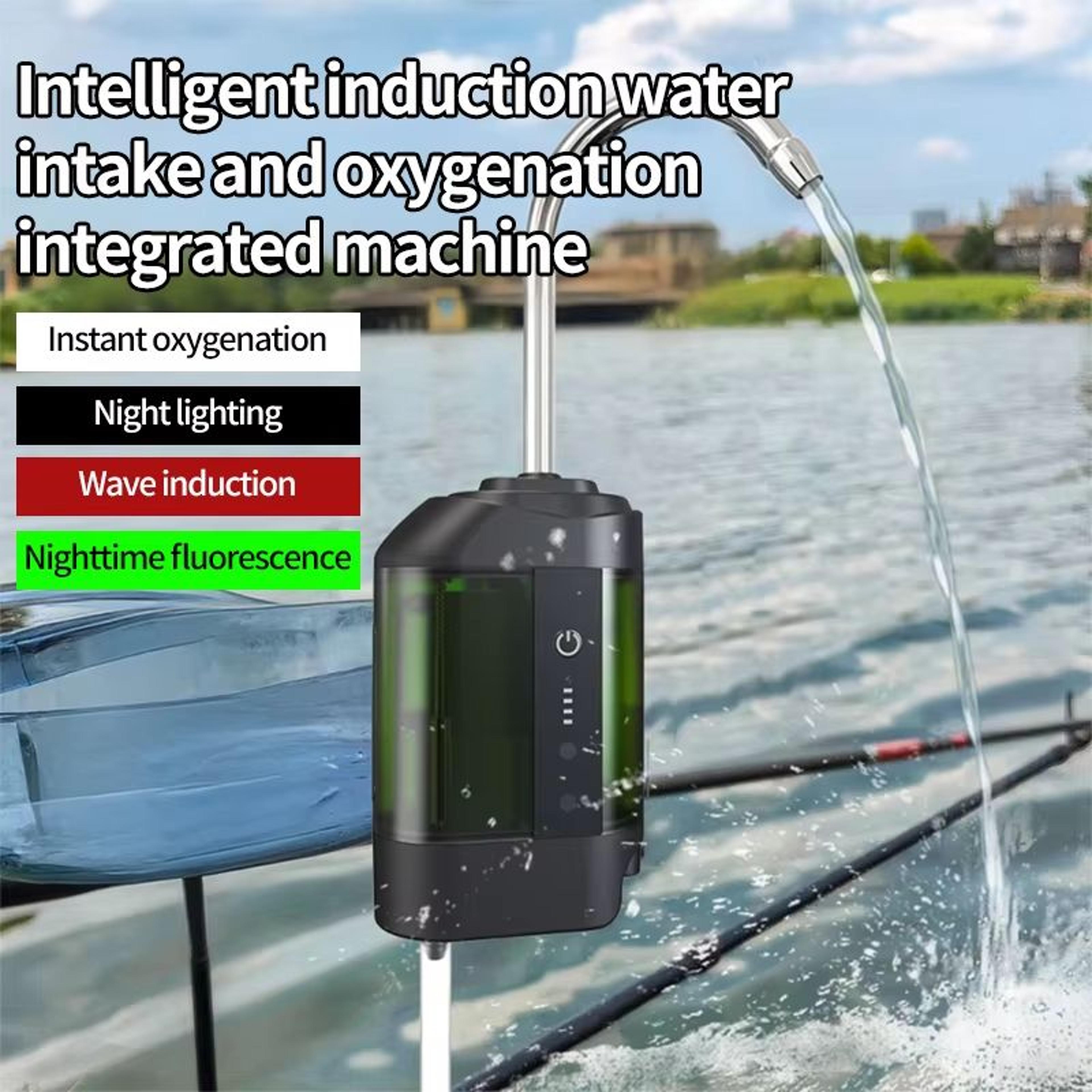outdoor usb portable fishing oxygen pump with intelligent sensor and led light