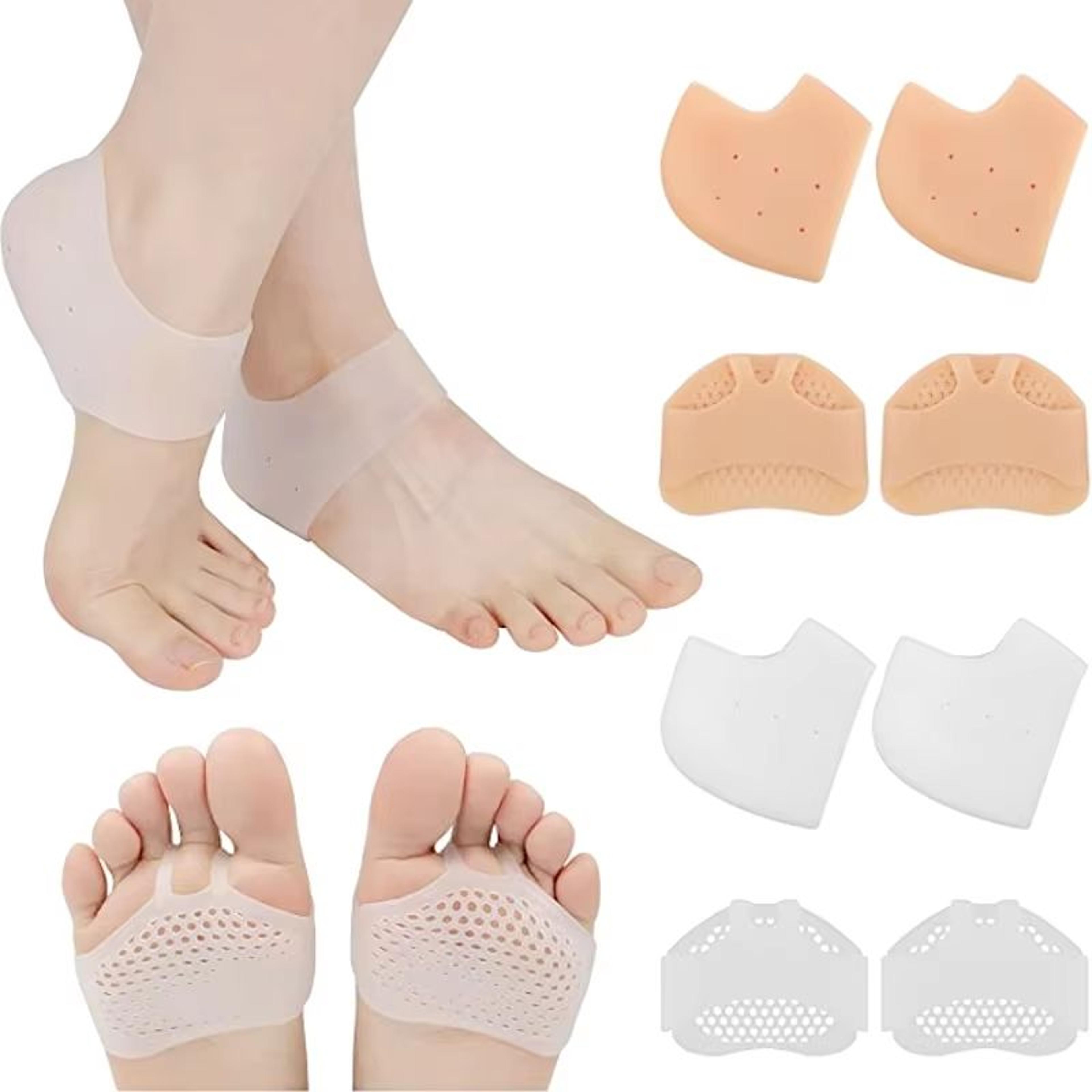 silicone heel protectors and gel metatarsal forefoot cushions for foot comfort