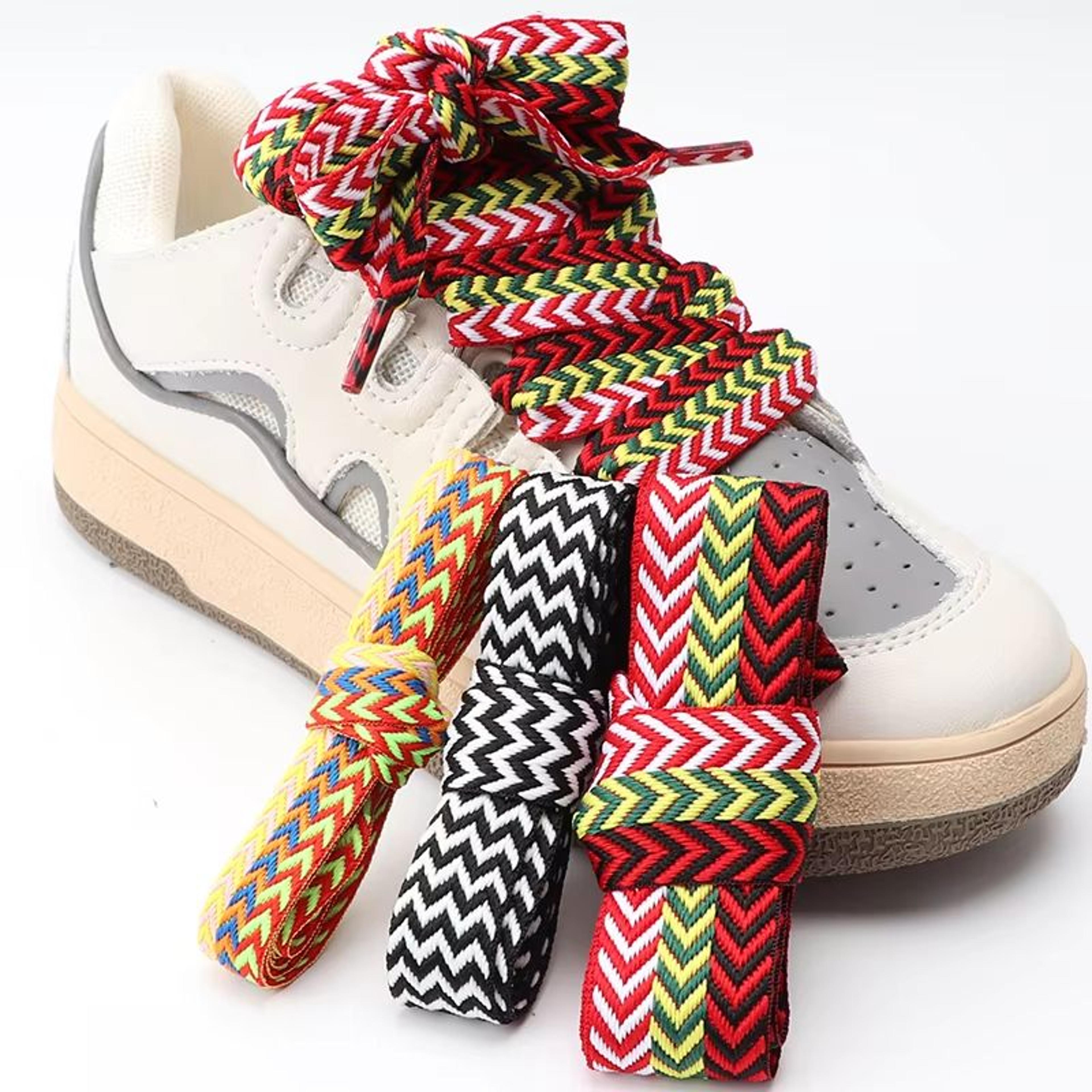 flat wavy bread style shoelaces for sneakers 0.59in 0.79in 1.18in trend shoe lace ropes
