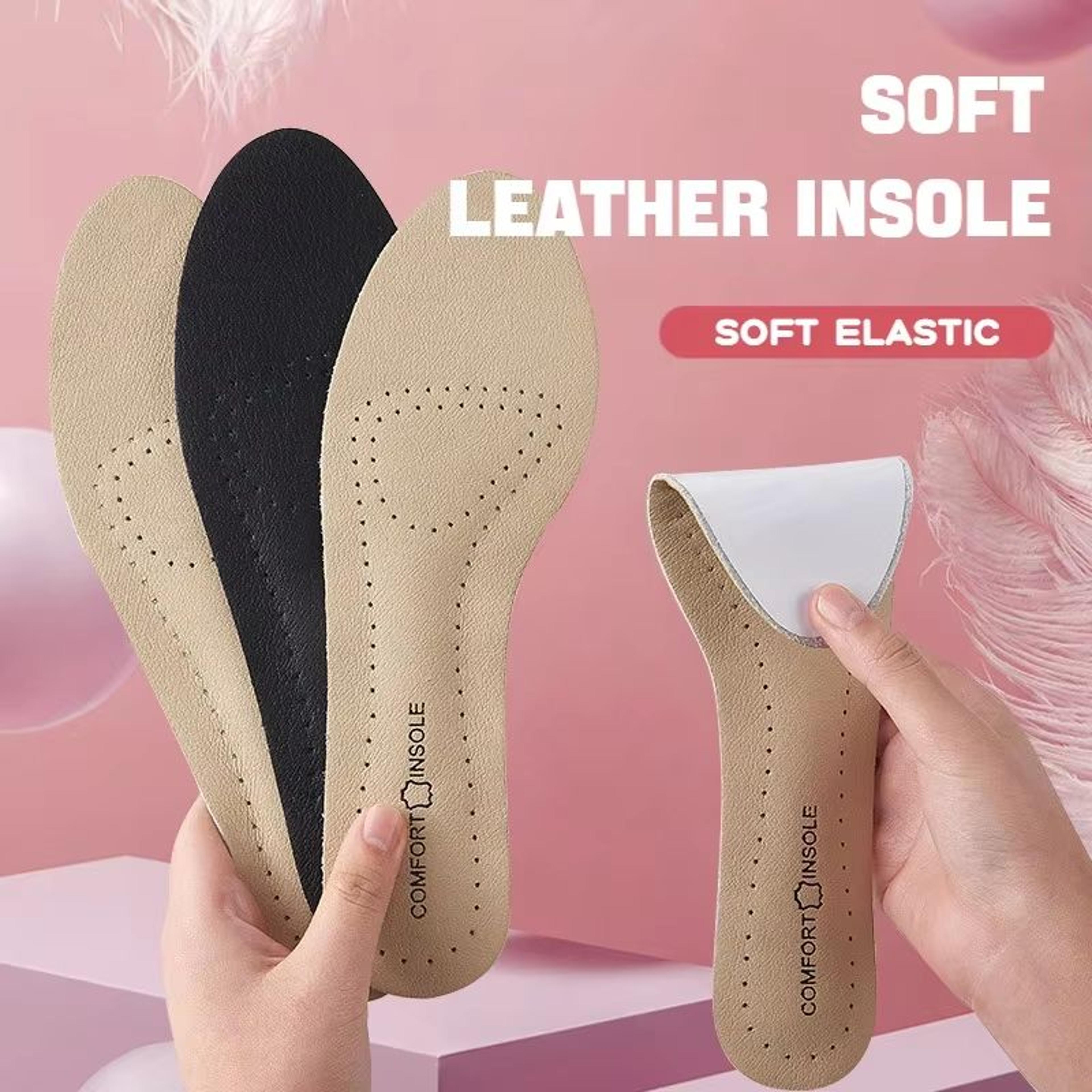leather women's insoles with arch support and non-slip comfort for plantar fasciitis relief