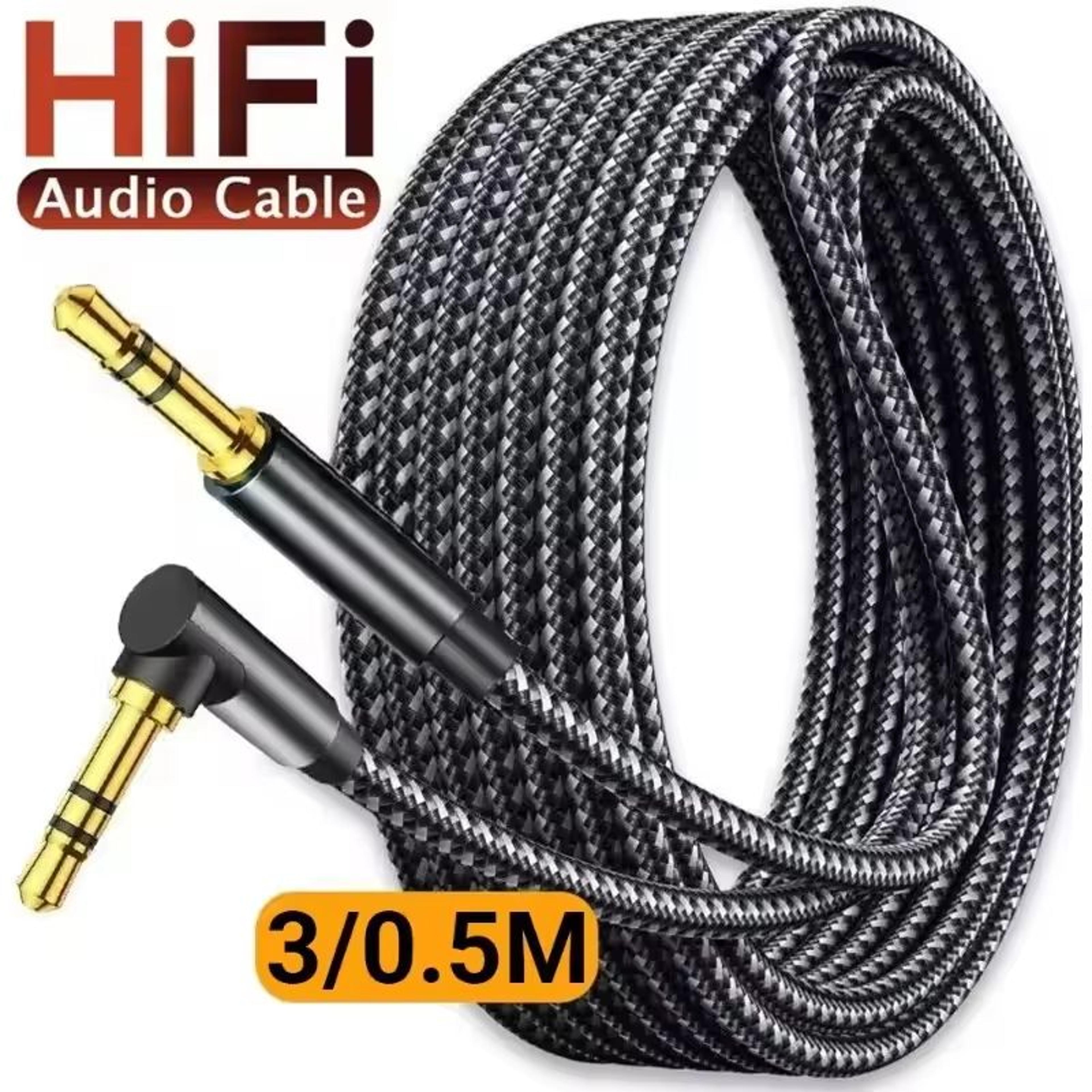 90° elbow 3.5mm audio aux cable male-to-male stereo wire