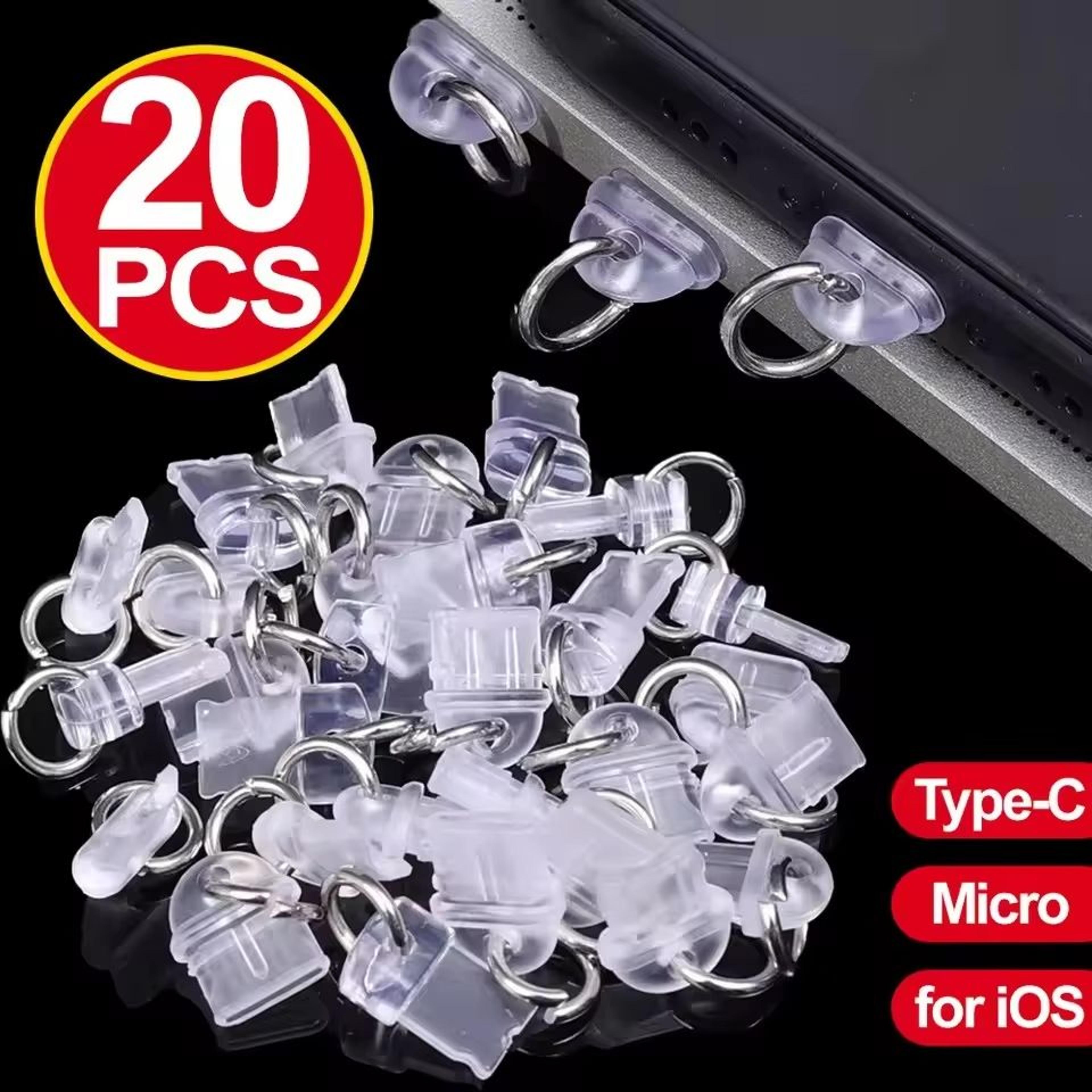 universal transparent diy charging port dust plugs for ios type-c micro devices