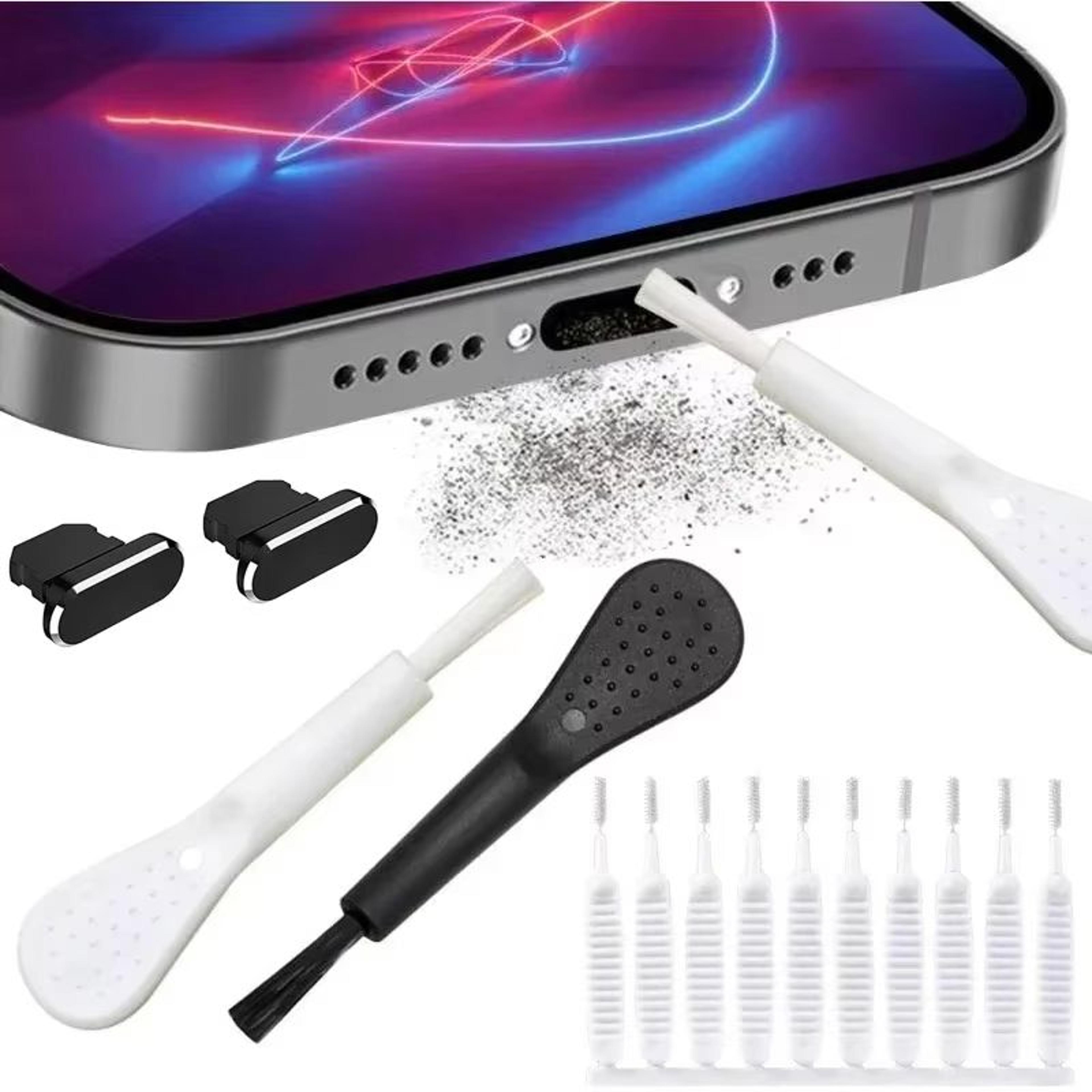universal mobile phone charging port dust plug & cleaning brush kit