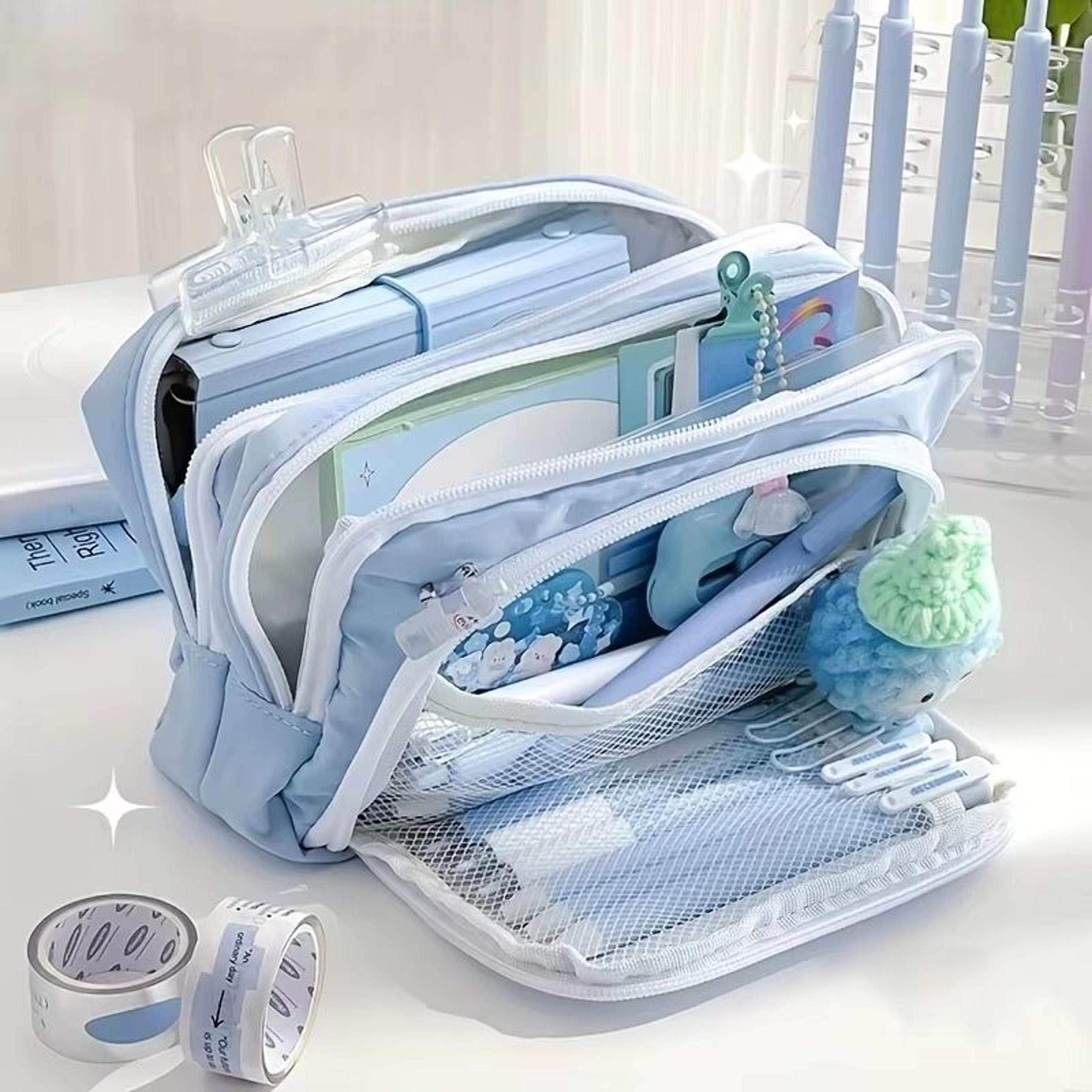large capacity aesthetic pencil bag school case pen holder cute stationery simple style zipper pencil pouch