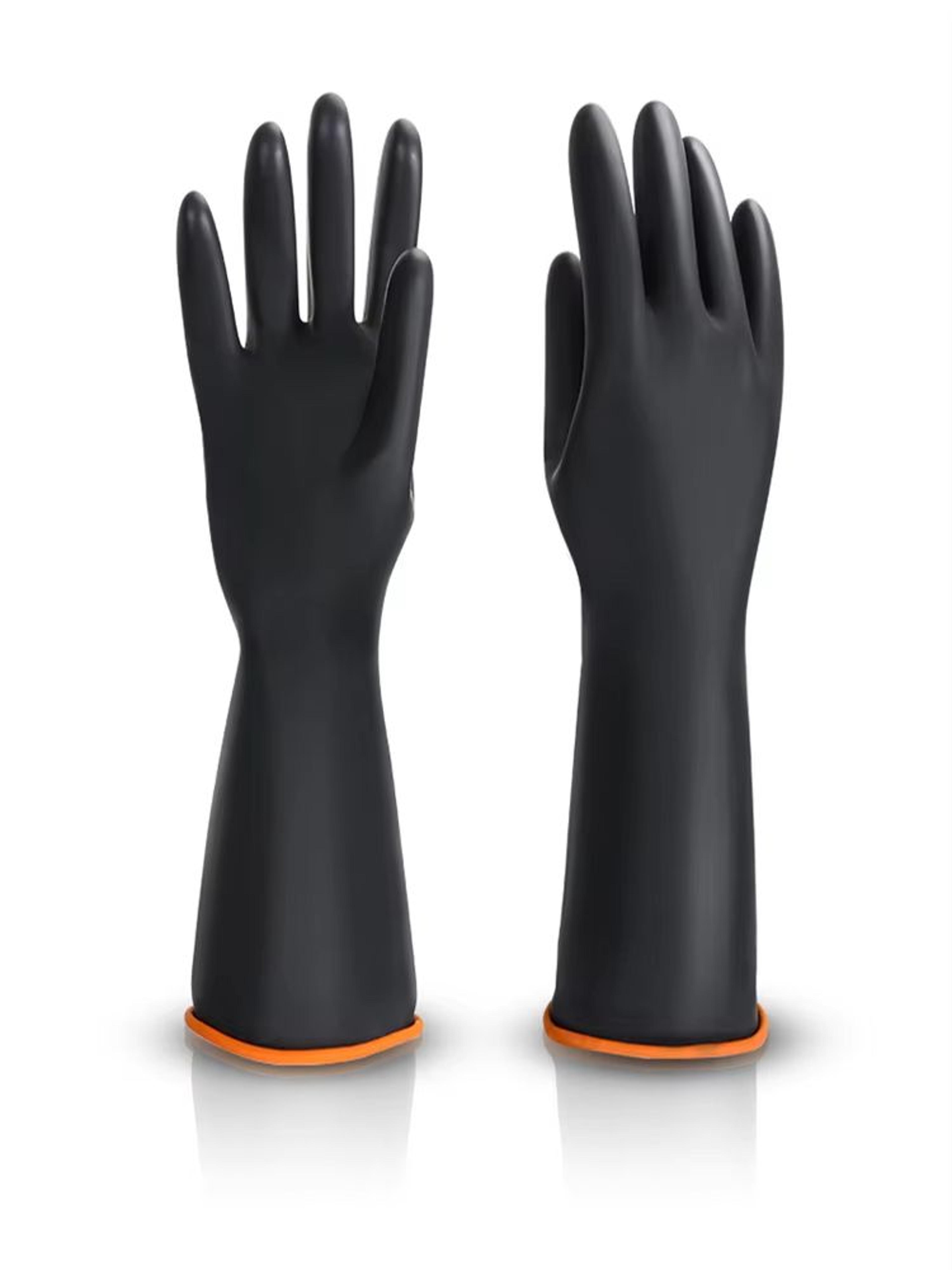 extra-long rubber cleaning gloves, 14-inch dishwashing and household scrub gloves