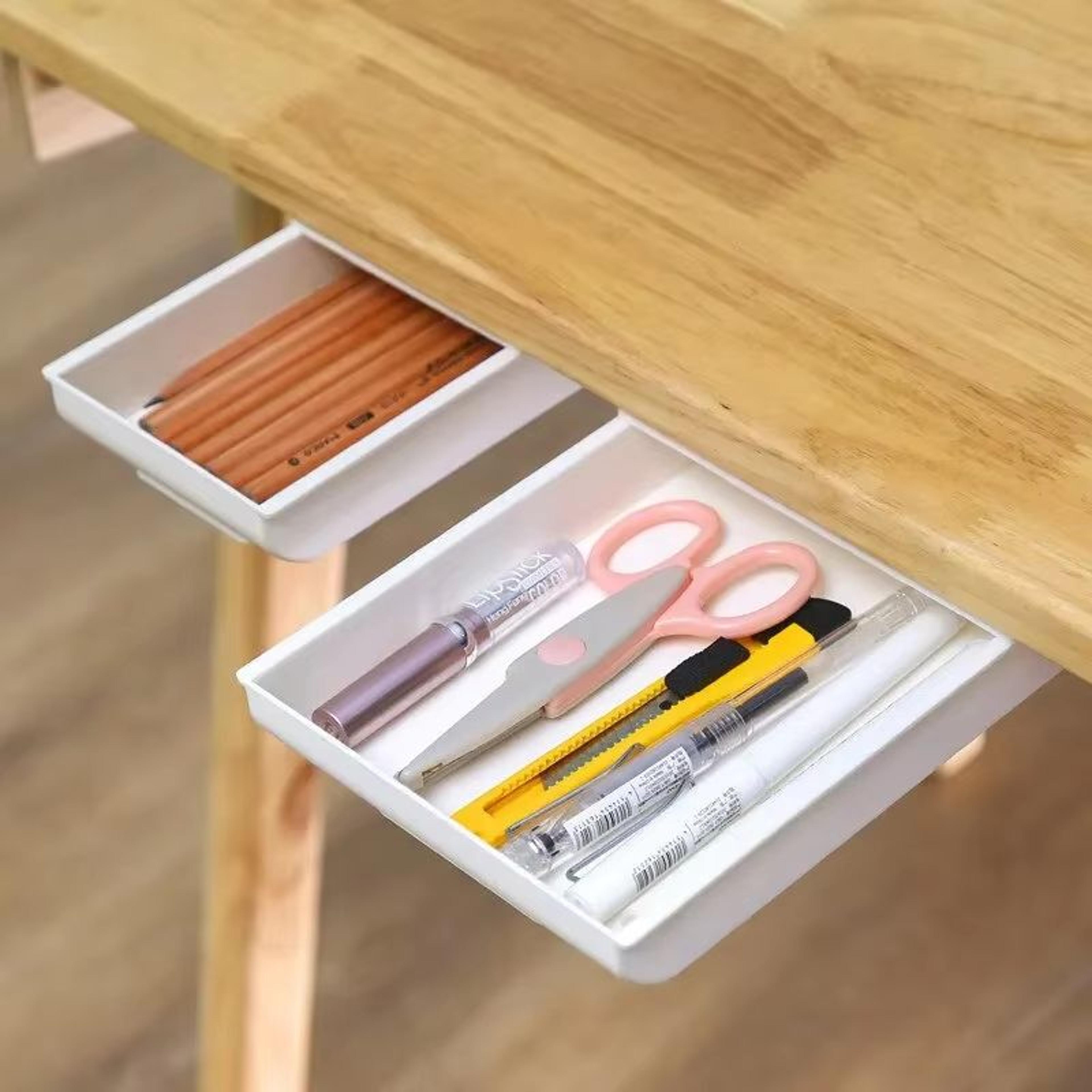 premium under-desk hidden storage drawer – self-adhesive space-saving organizing tray