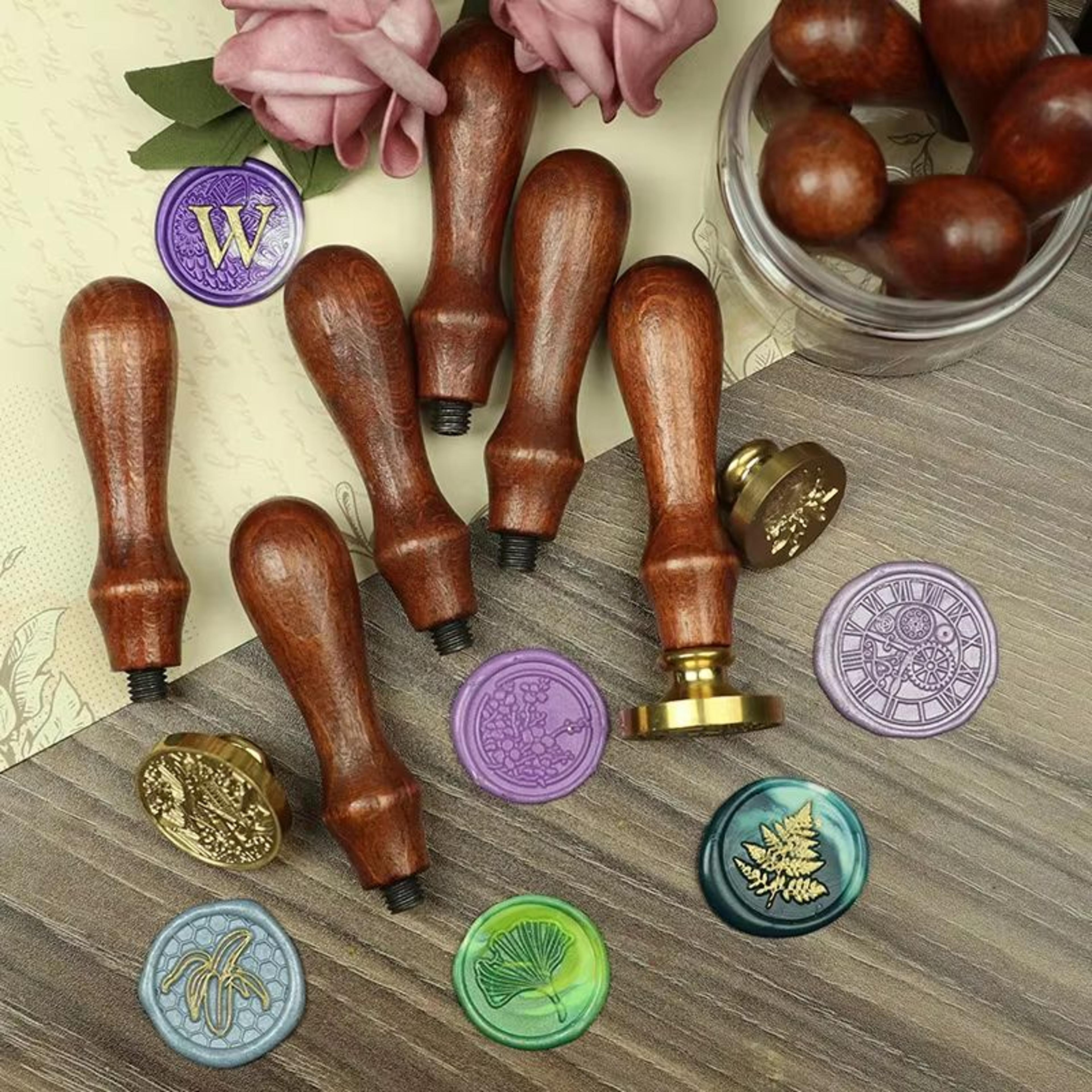 retro wooden handle wax seal tool – diy envelope sealing roller stamp