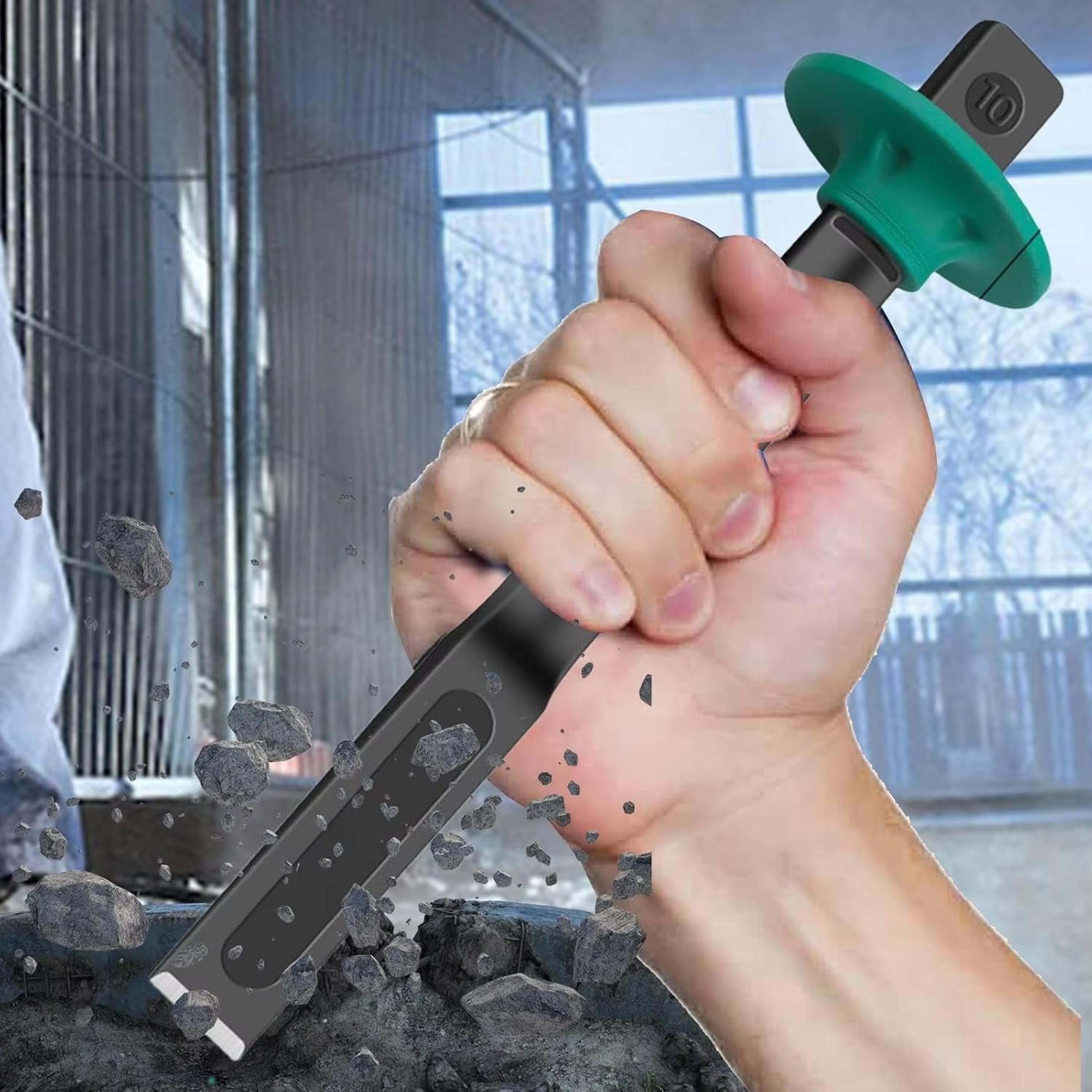 chrome vanadium steel stone flat chisel with hand guard – 6/8/10/12 in masonry & concrete cutting tool