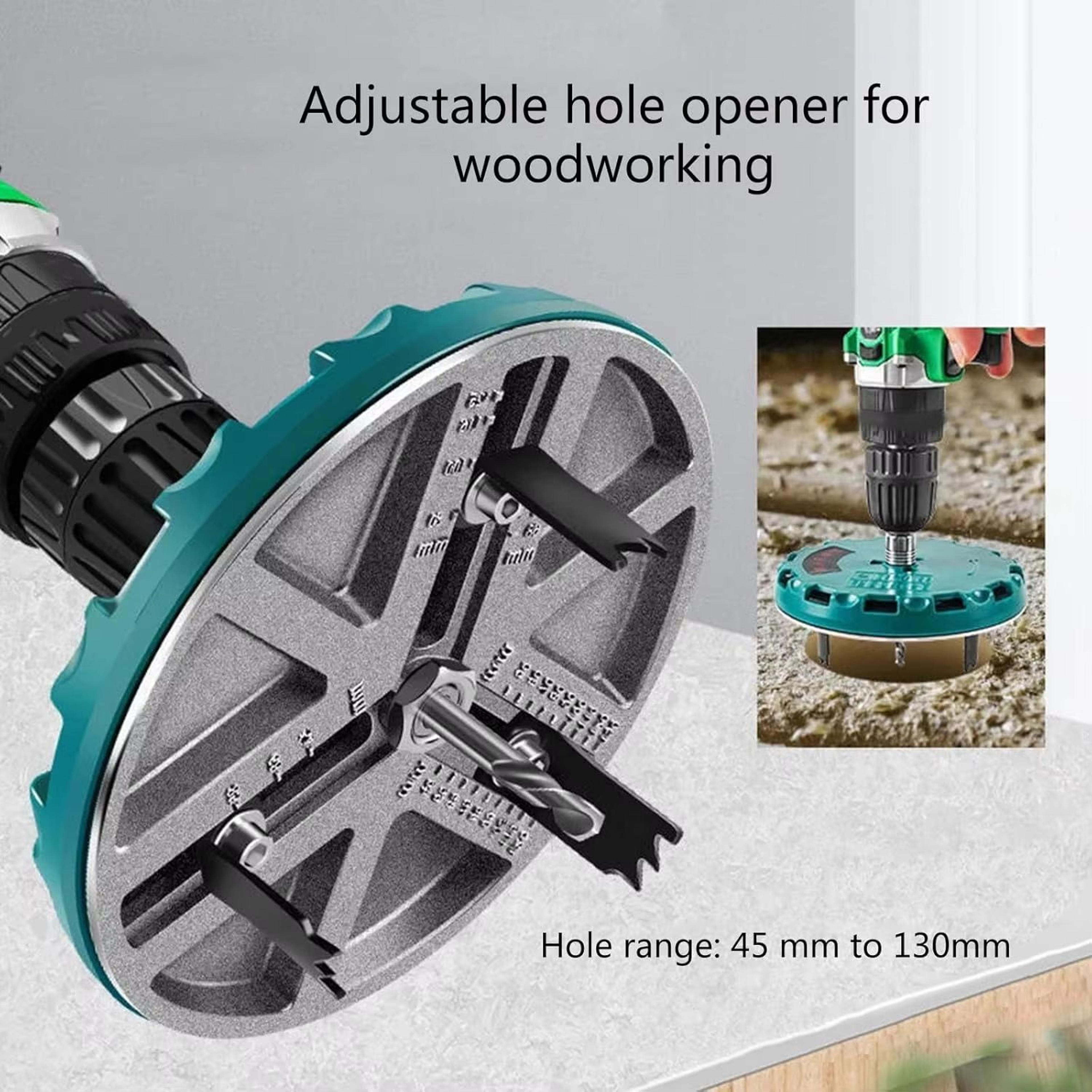 adjustable round hole saw tool – 45–130 mm adjustable hole opener for woodworking and cutting