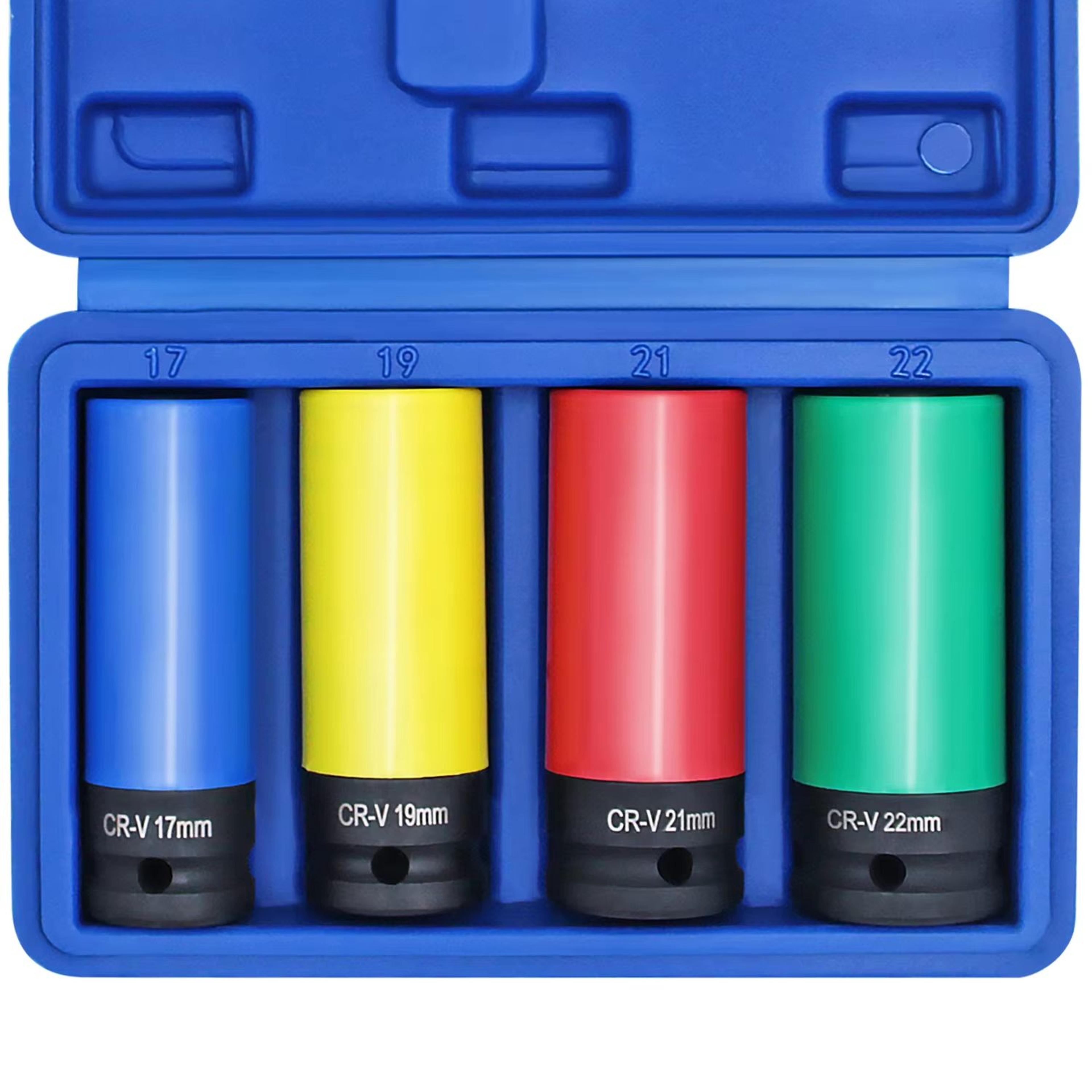 1/2-inch drive thin wall deep impact socket set with wheel protectors (11/16in-7/8in)