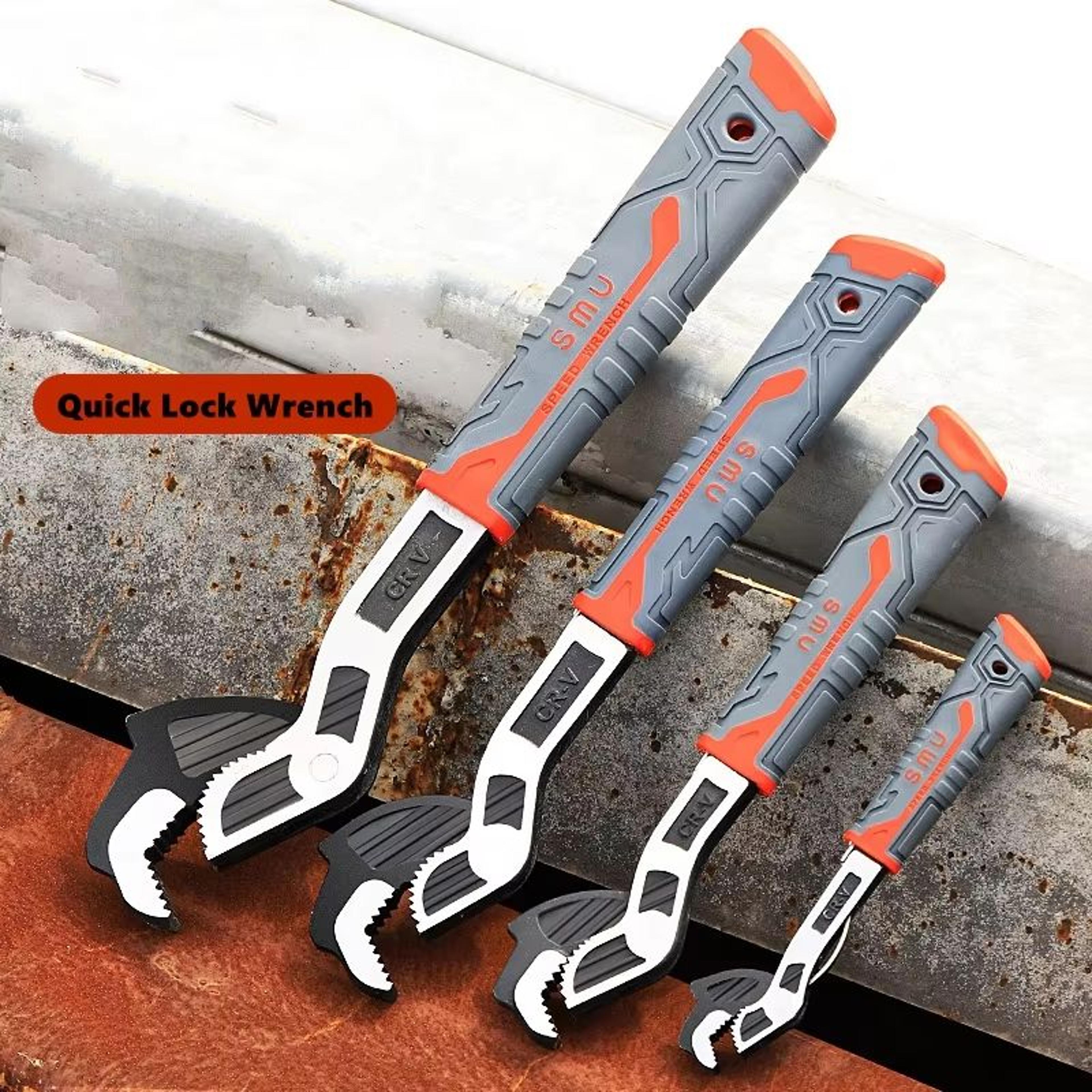 universal self-locking adjustable wrench set (6", 8", 10", 12") cr-v multifunction hand tools
