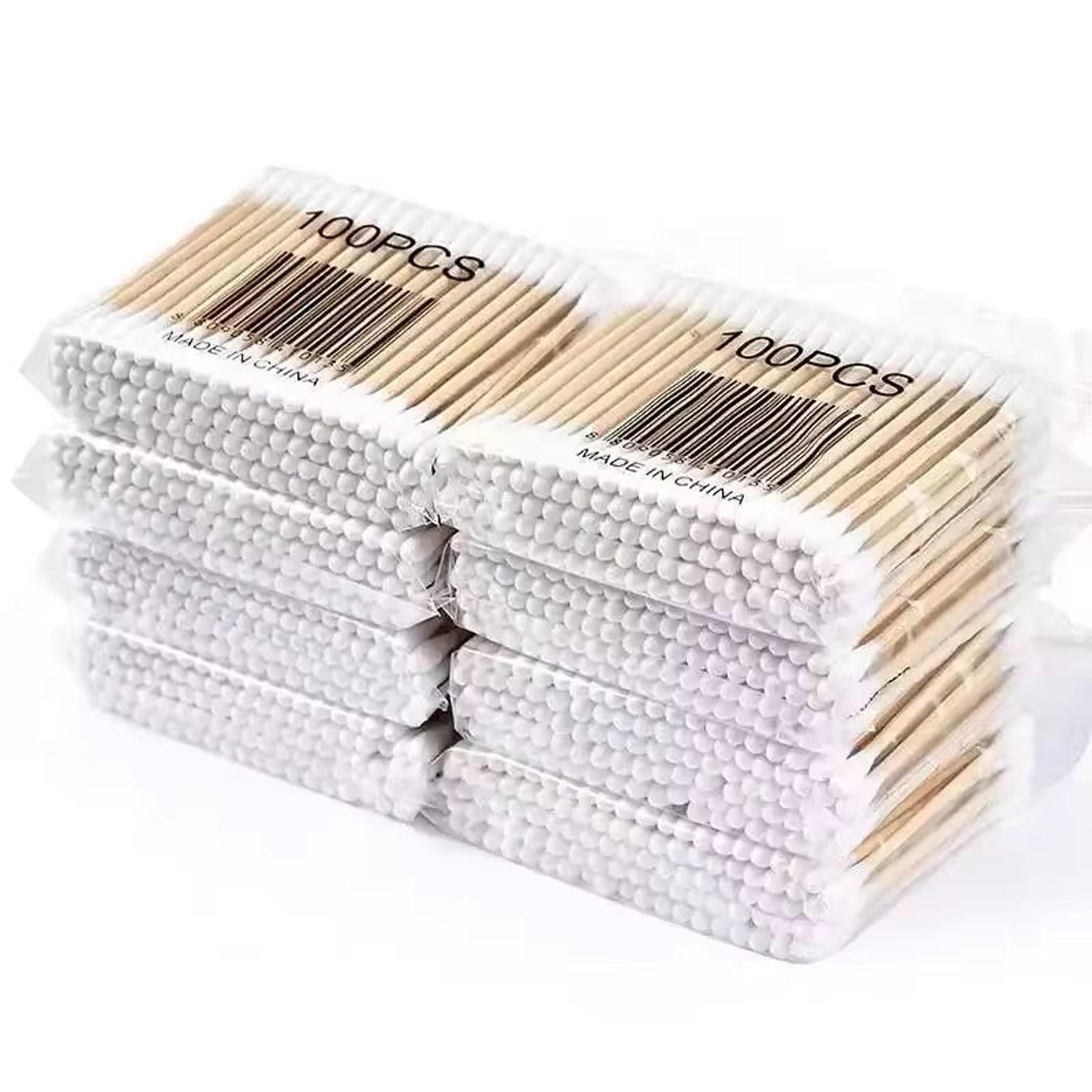 100pc disposable double-ended cotton swabs for ear cleaning and makeup removal