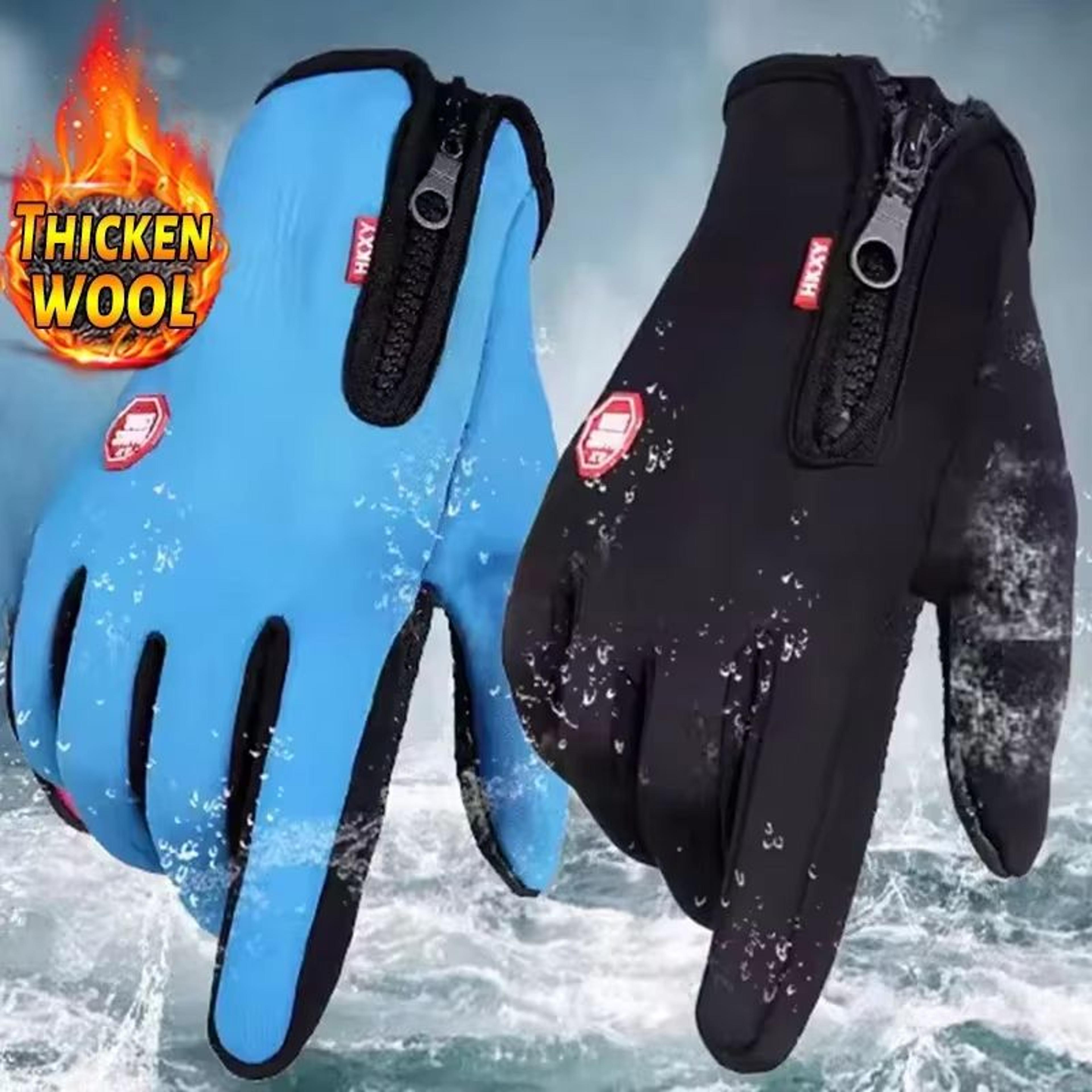 waterproof windproof winter gloves with touch-screen zipper for men and women