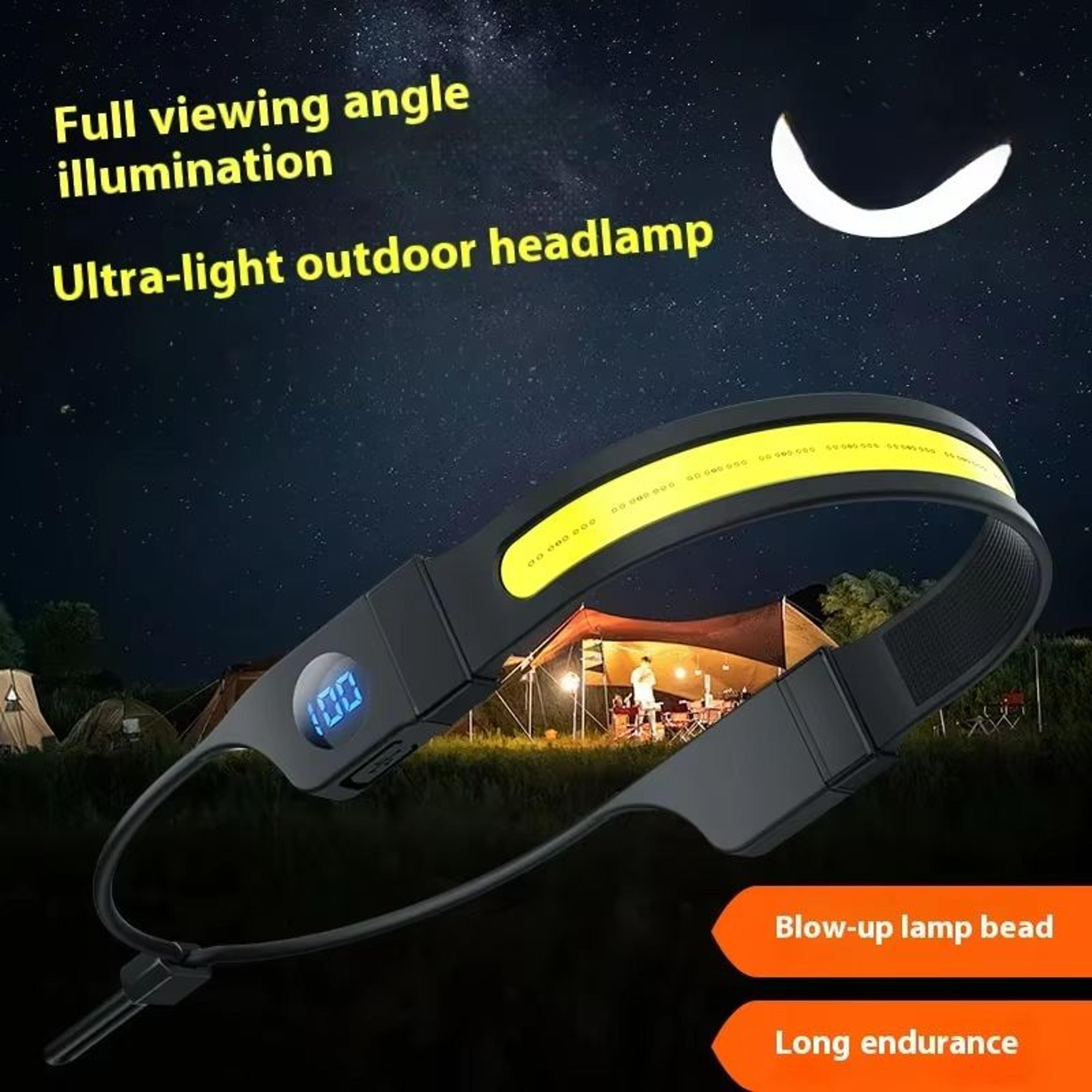 usb rechargeable digital display led headlamp with cob light