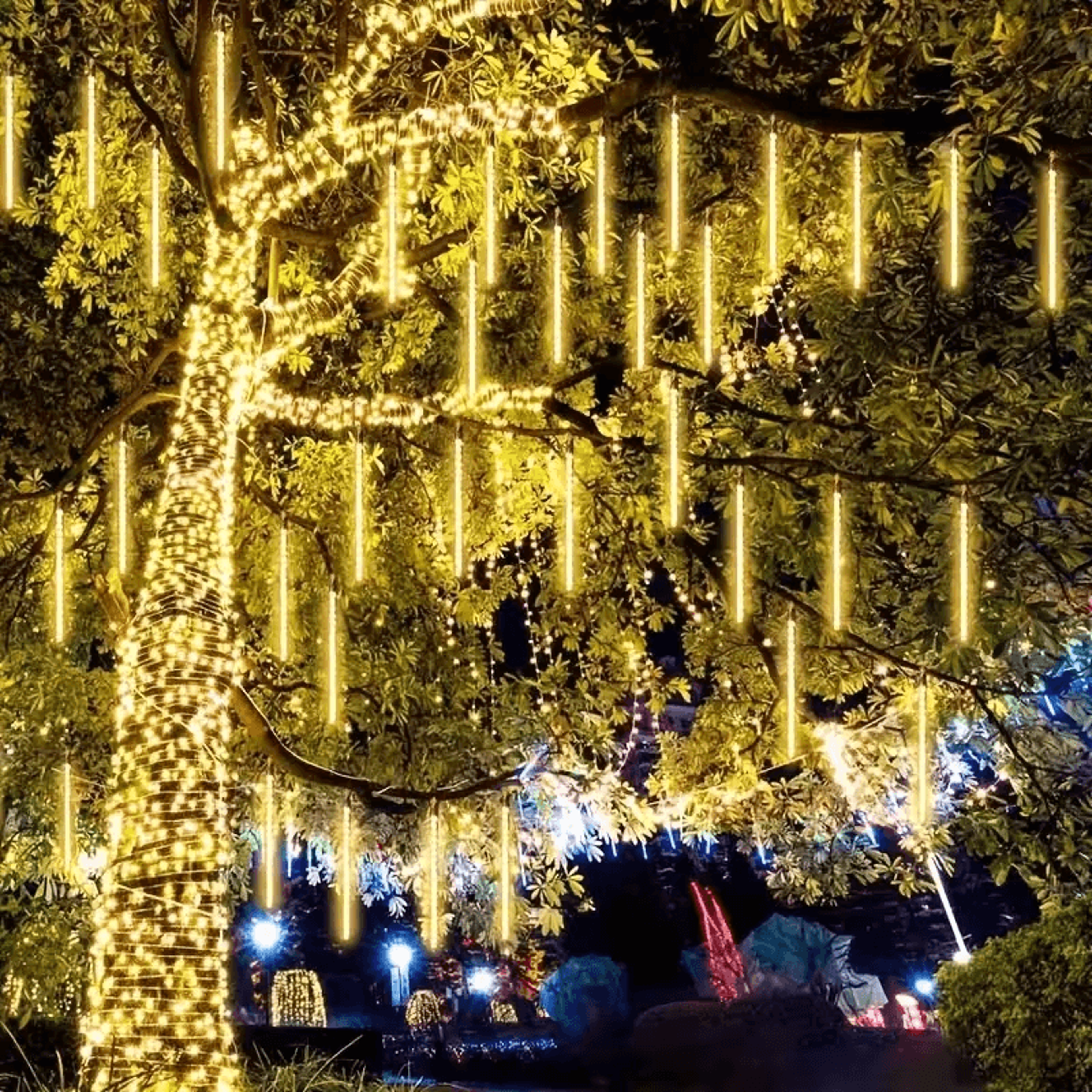 led dripping icicle lights for outdoor christmas decor, winter holiday lighting