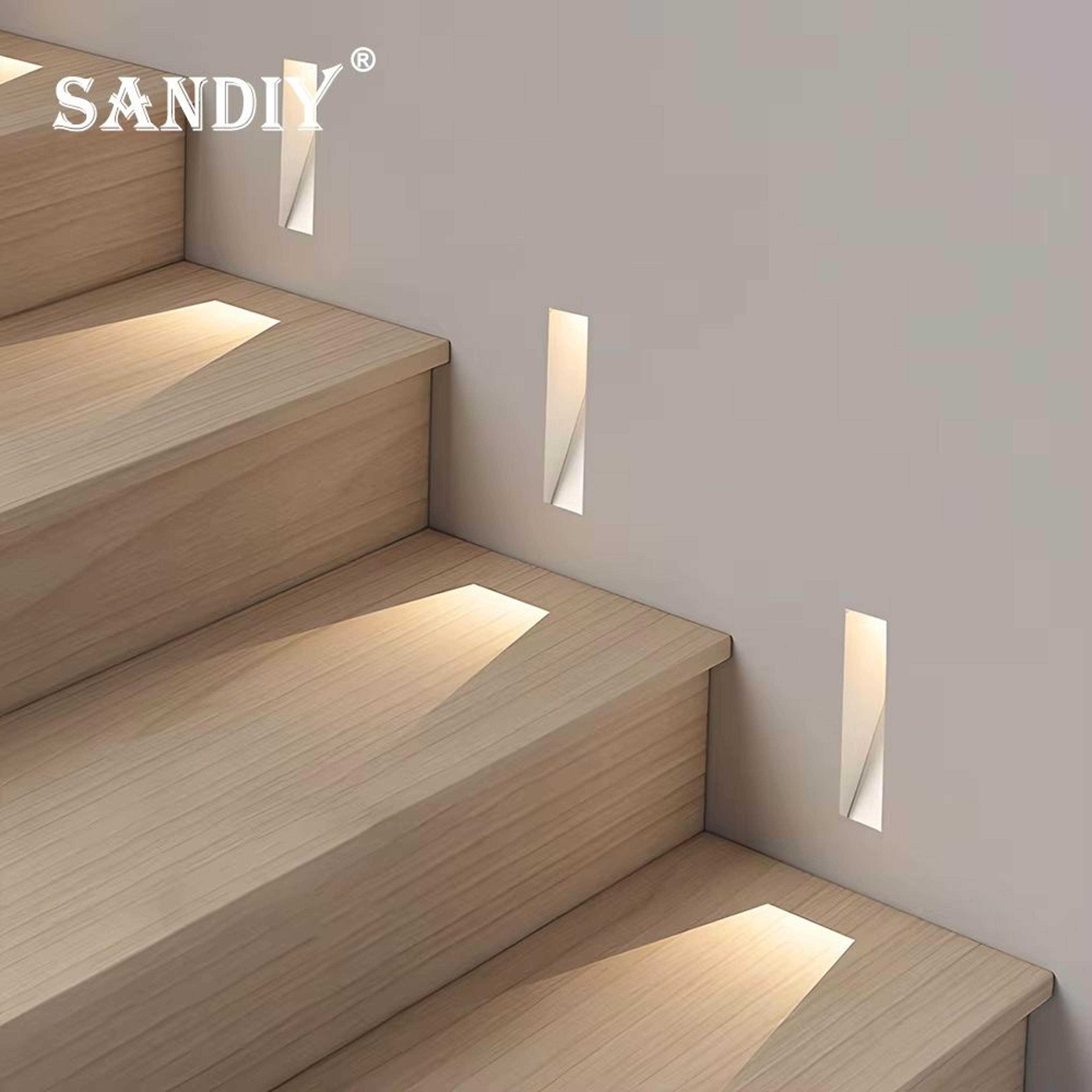 sandiy motion sensor wall sconce lamp recessed step lights – frameless stair lighting for home decor, hall, foyer and ba