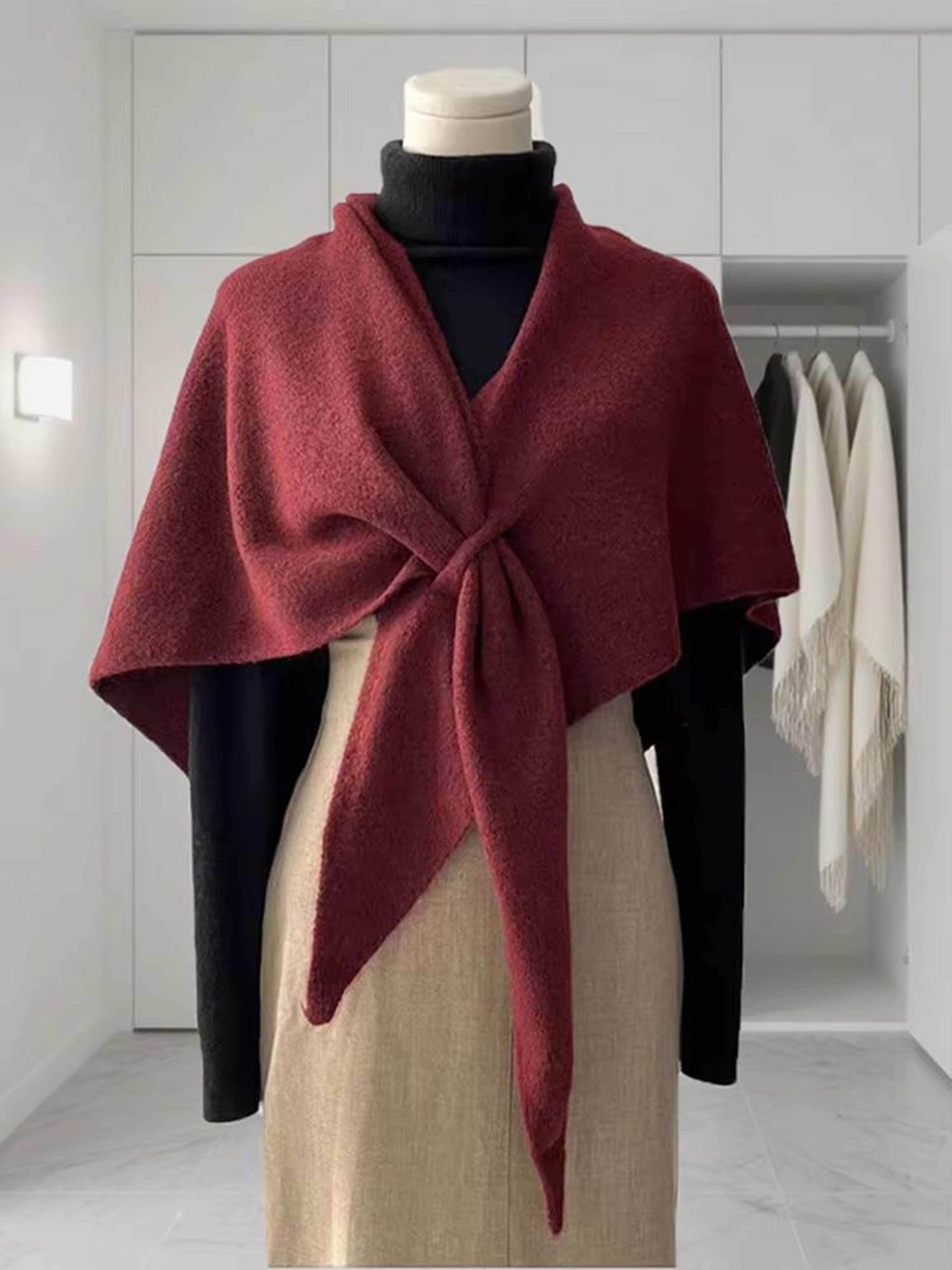 women's thickened warm neck wrap – autumn and winter triangular knitted shoulder shawl