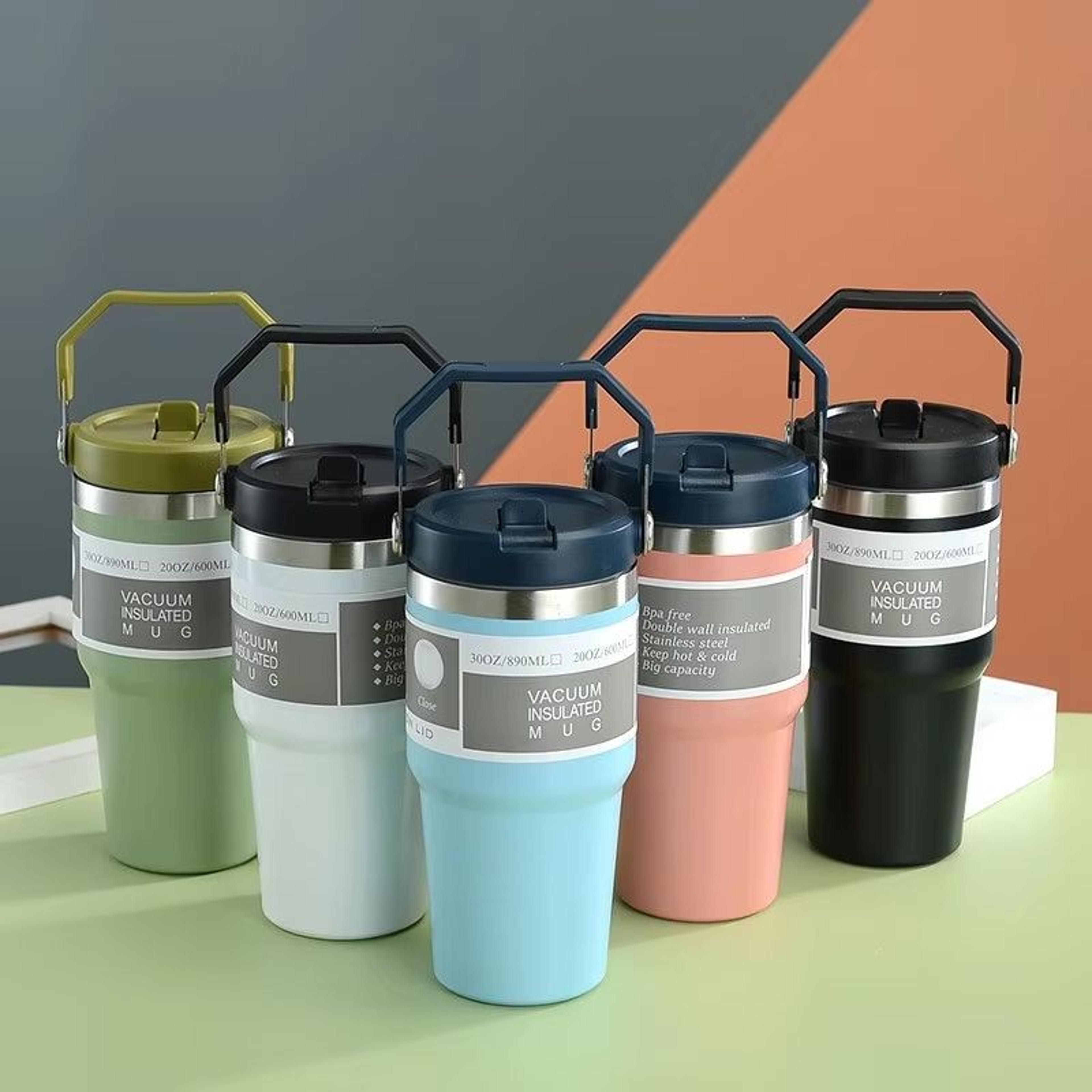 american simple solid color stainless steel thermos portable water cup with thermal insulation