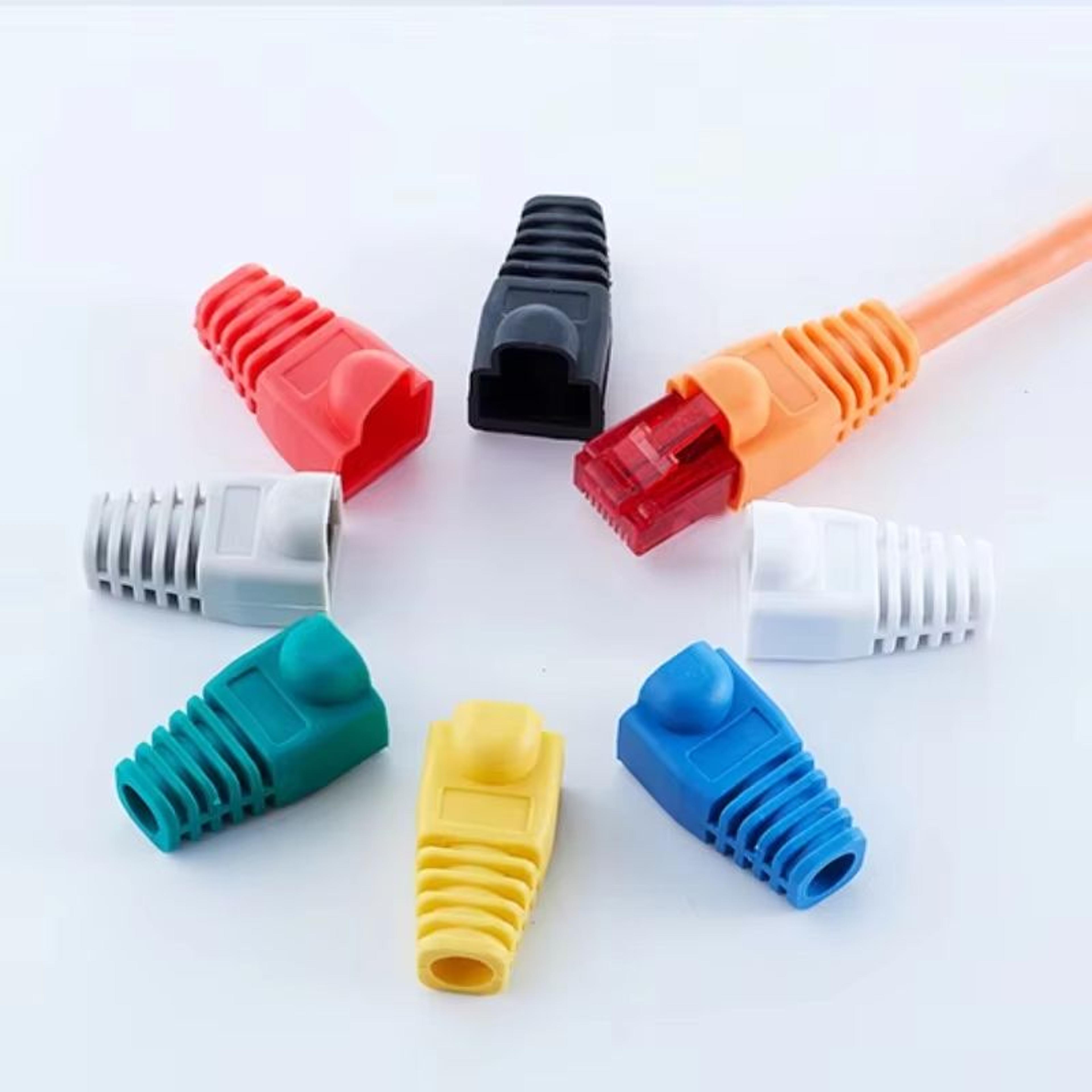 mixed color cat5e cat6 rj45 ethernet cable strain relief boots connector plug cover (20/50/100 pcs)