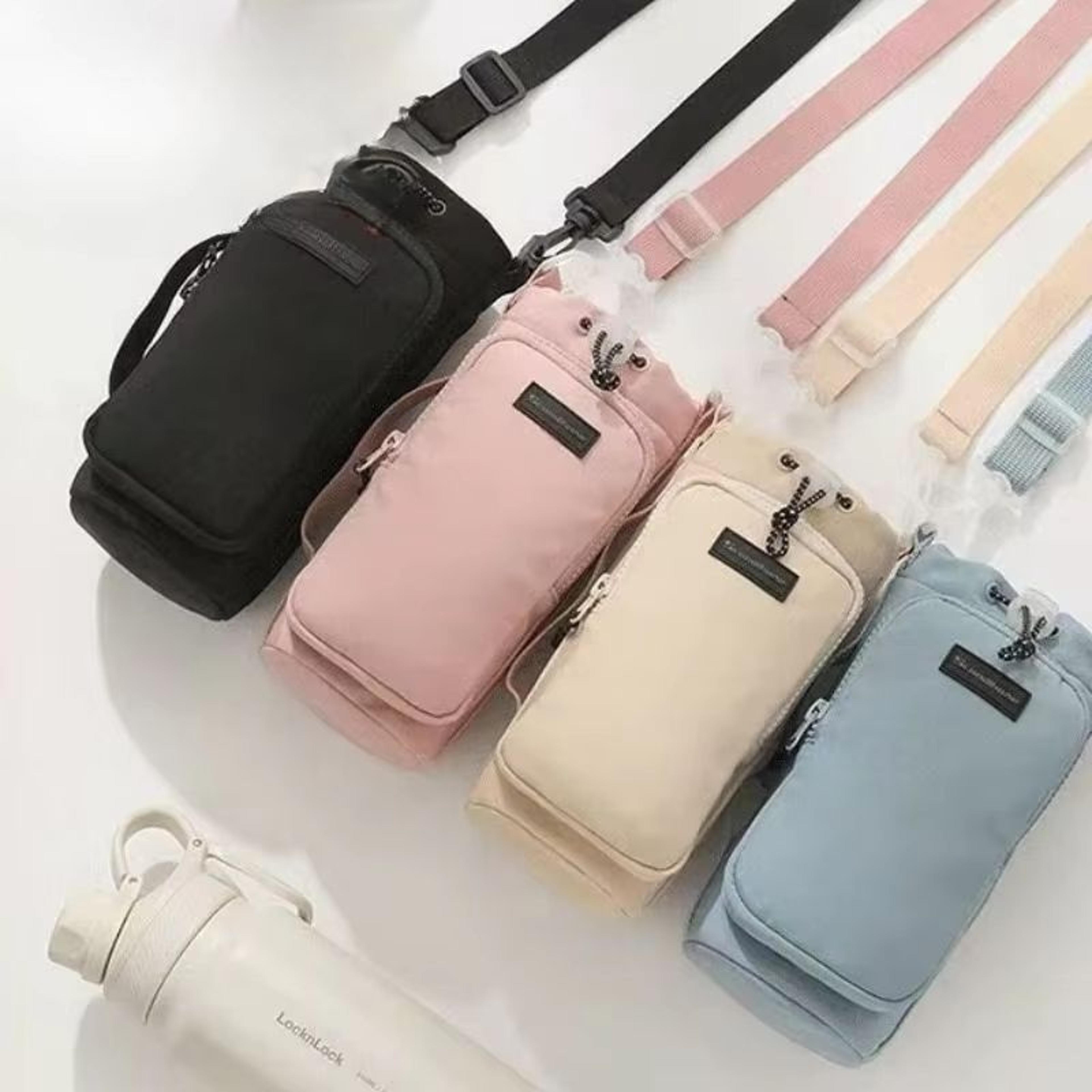 premium simple pocket portable water bottle carrier bag with universal mobile phone sleeve protective cover