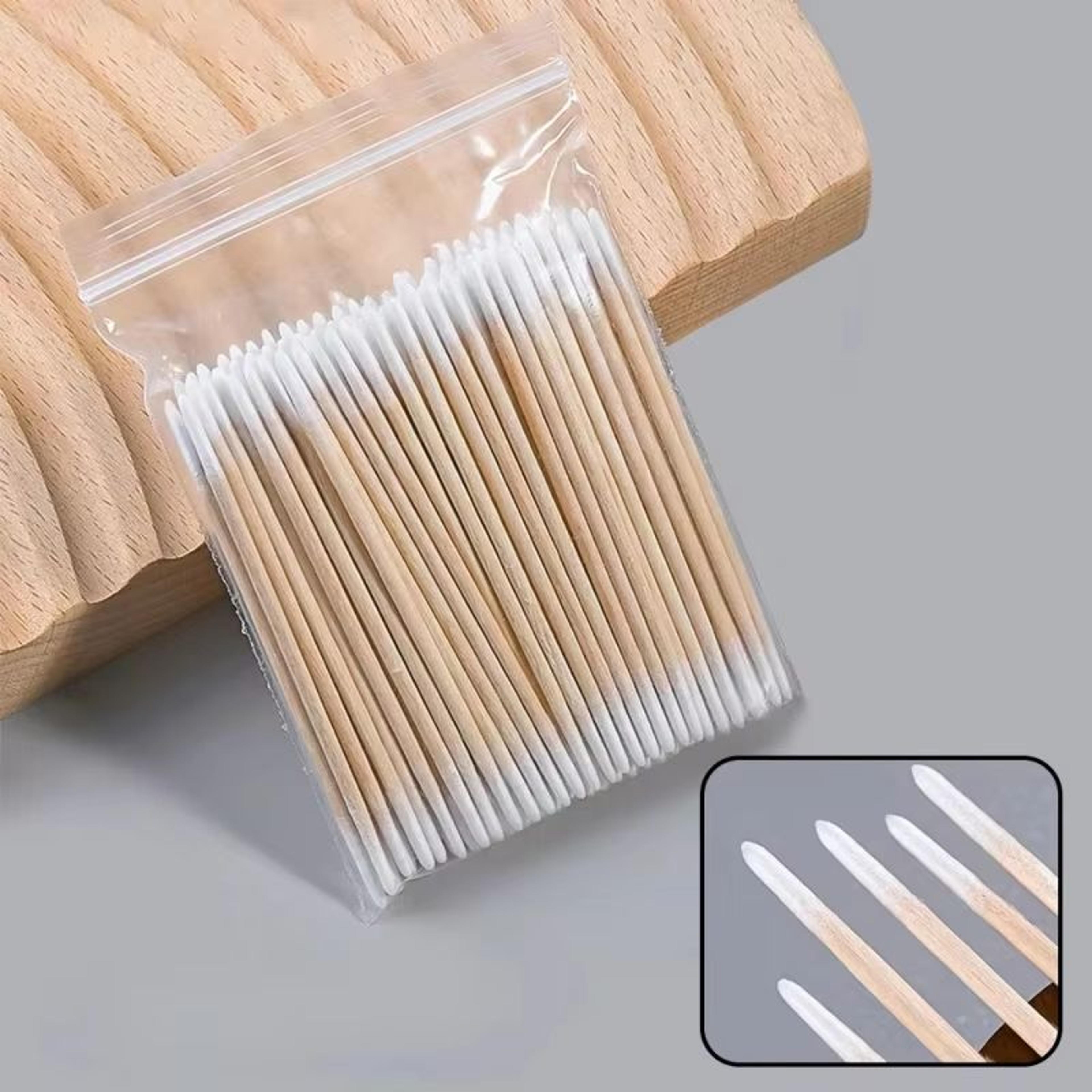 disposable ultra-small cotton swab brush lint-free micro wood makeup brushes and eyelash extension glue removing tools