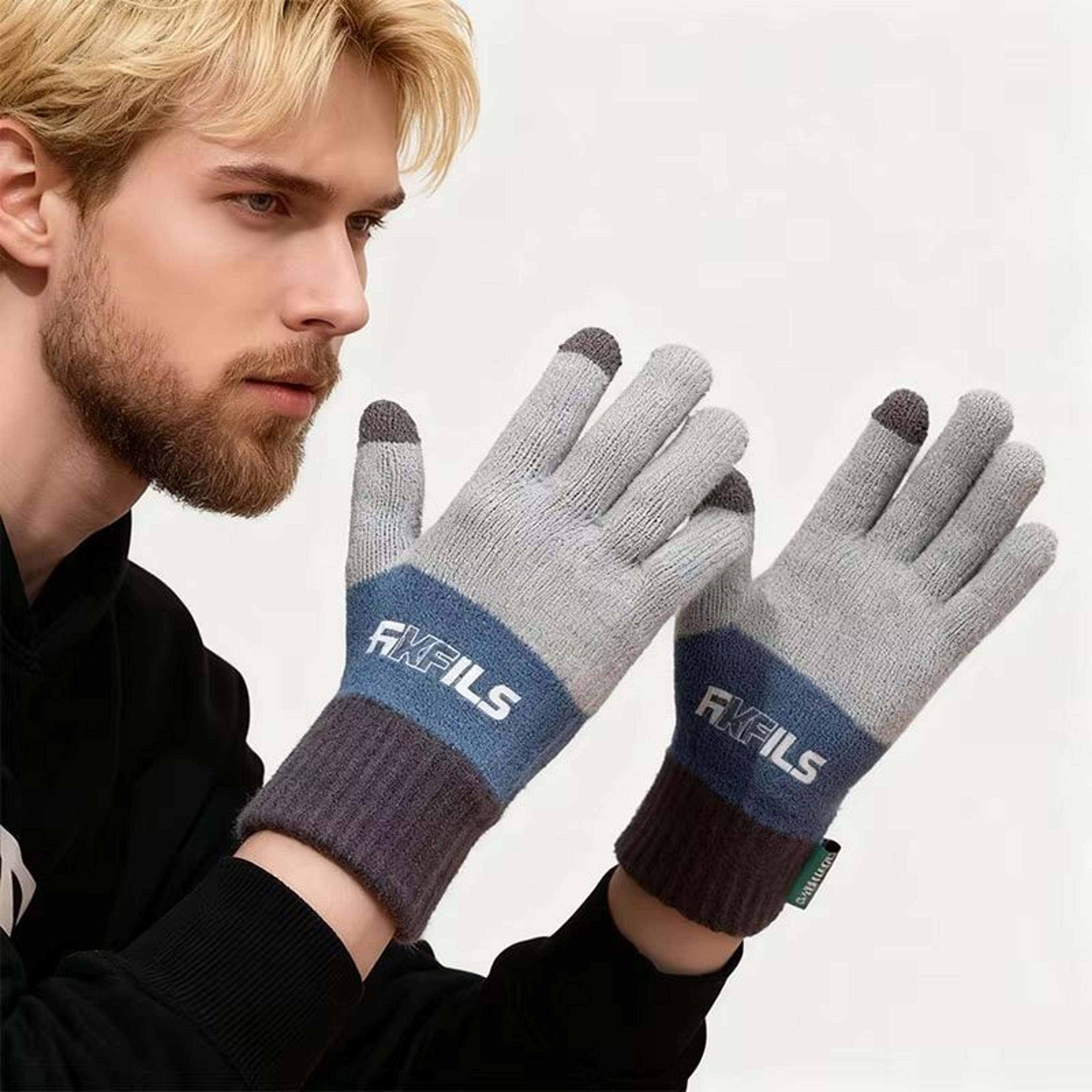 winter thicken warm sunflower knitted touch screen gloves for women and girls