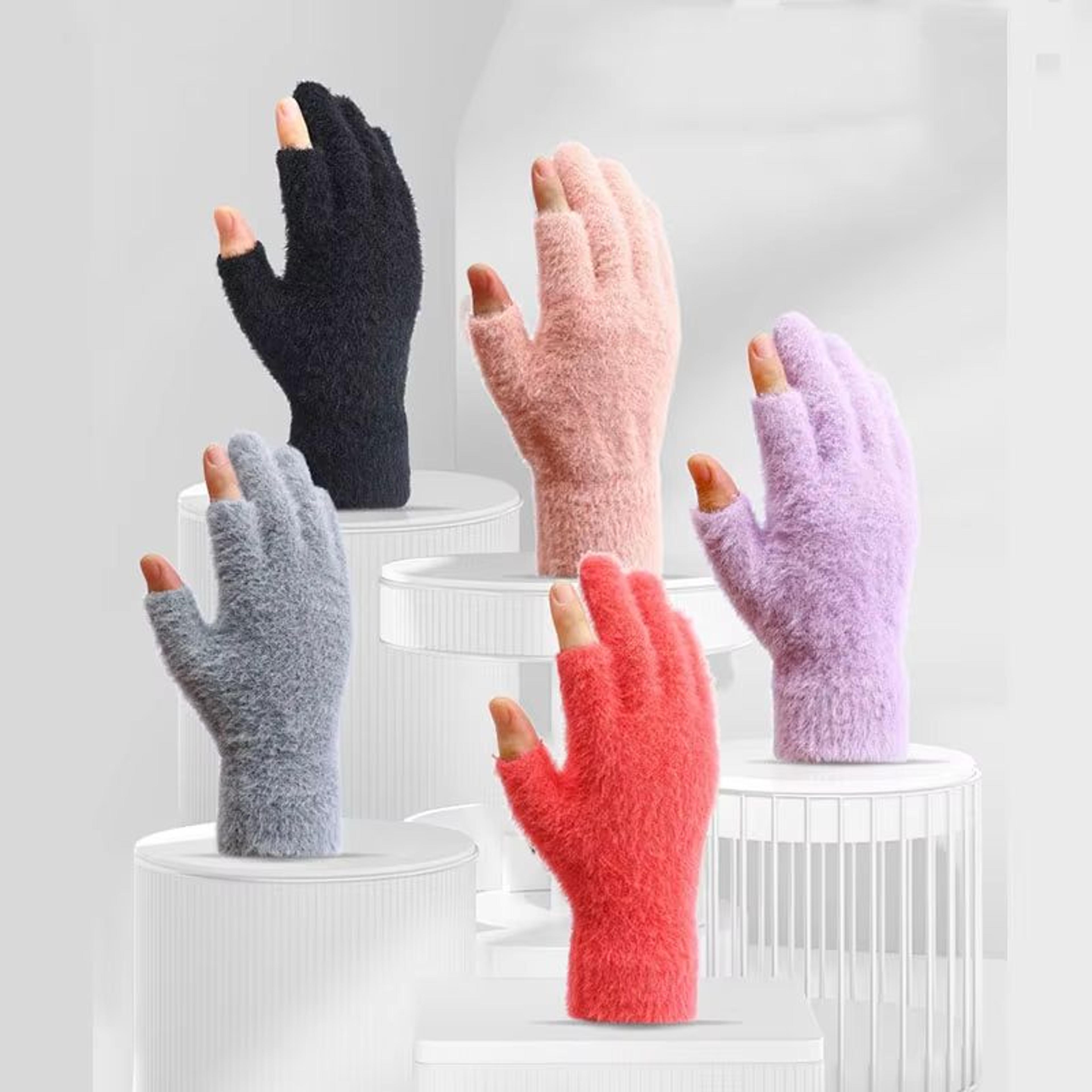 winter warmth fingerless mink fur knitted gloves - touch-screen outdoors warmth cold-proof mittens for men and women