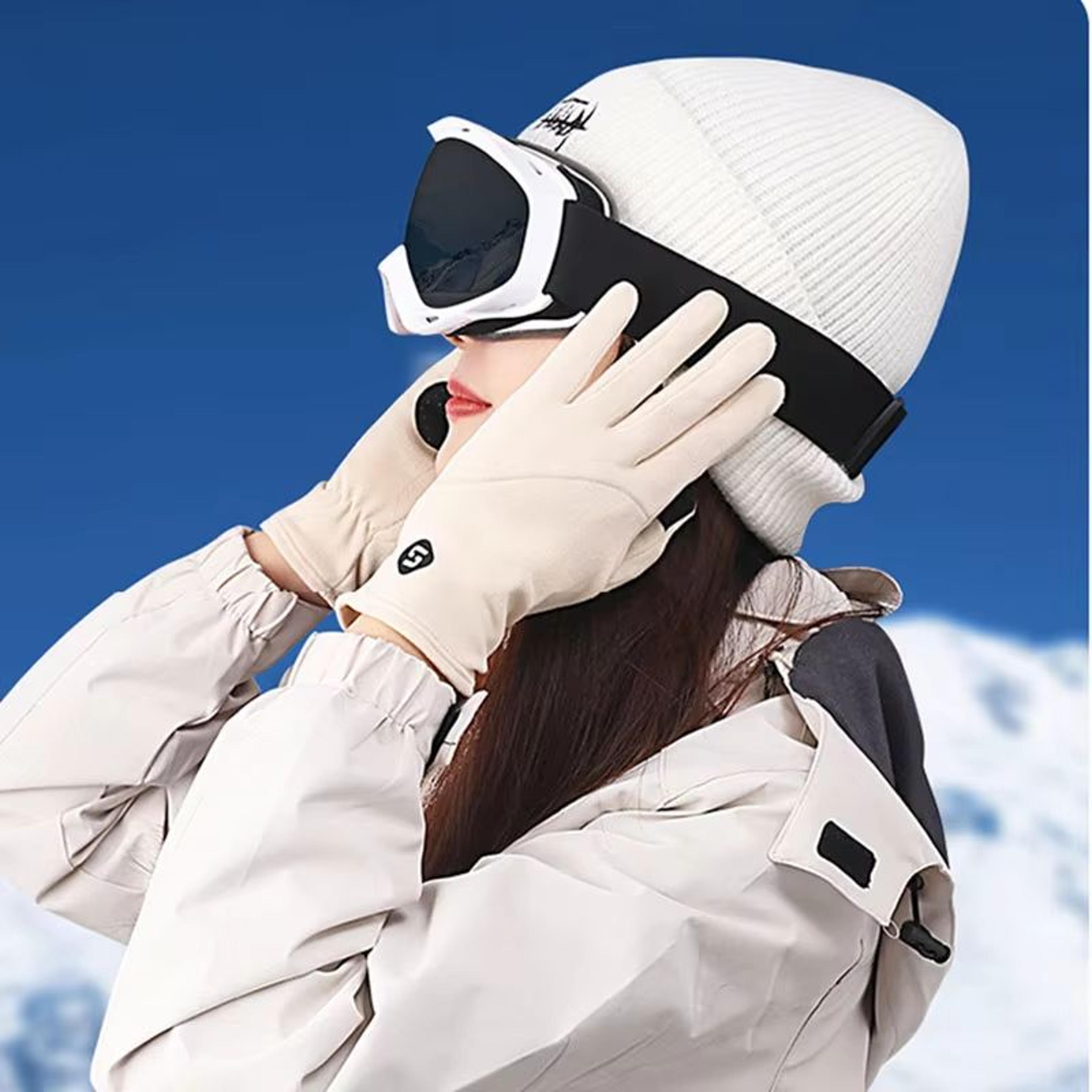 women's winter ski gloves - touch-screen compatible with german velvet inner lining, windproof, anti-slip cycling & outd