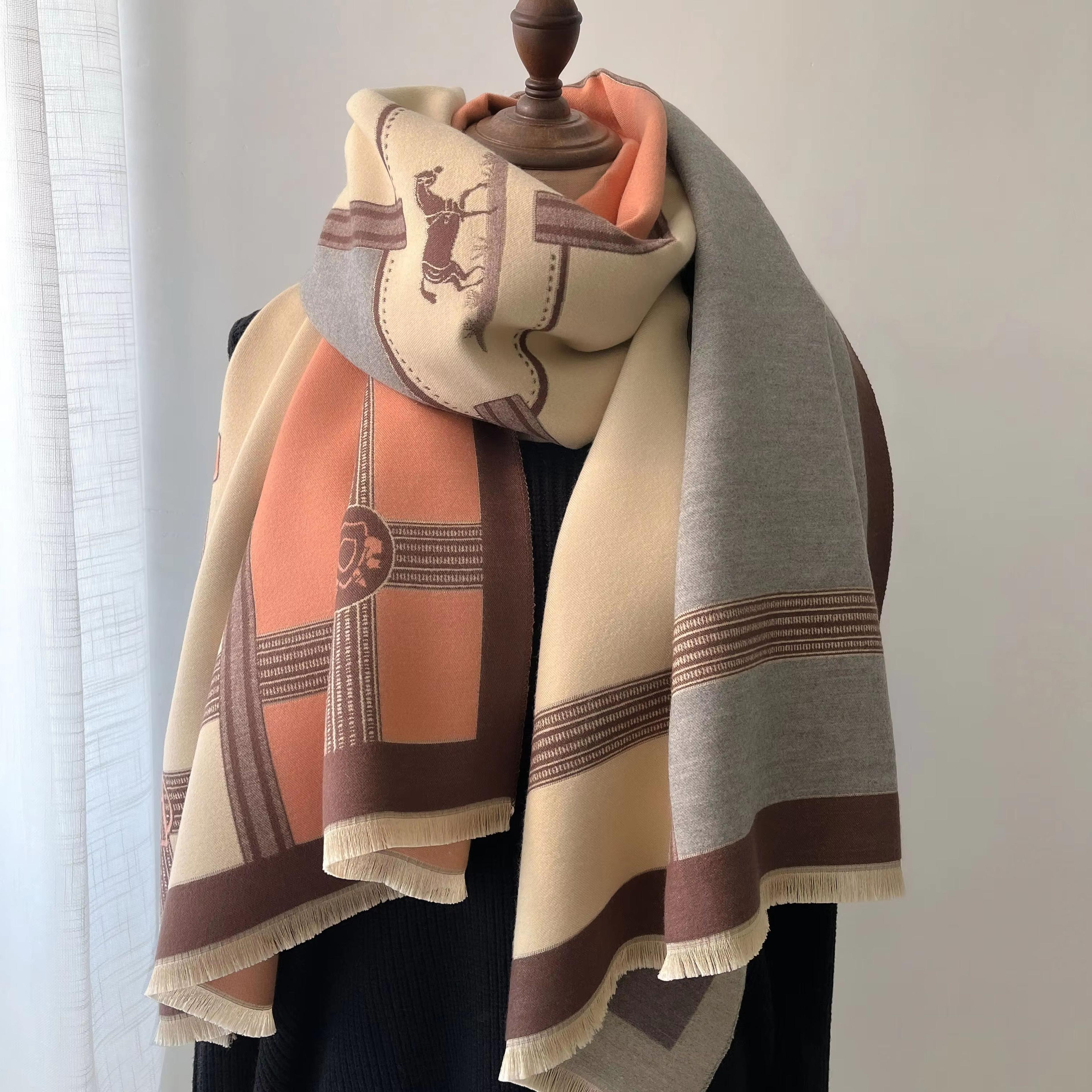 luxury women's thick warm winter scarf – cashmere-feel pashmina shawl wrap blanket bufanda