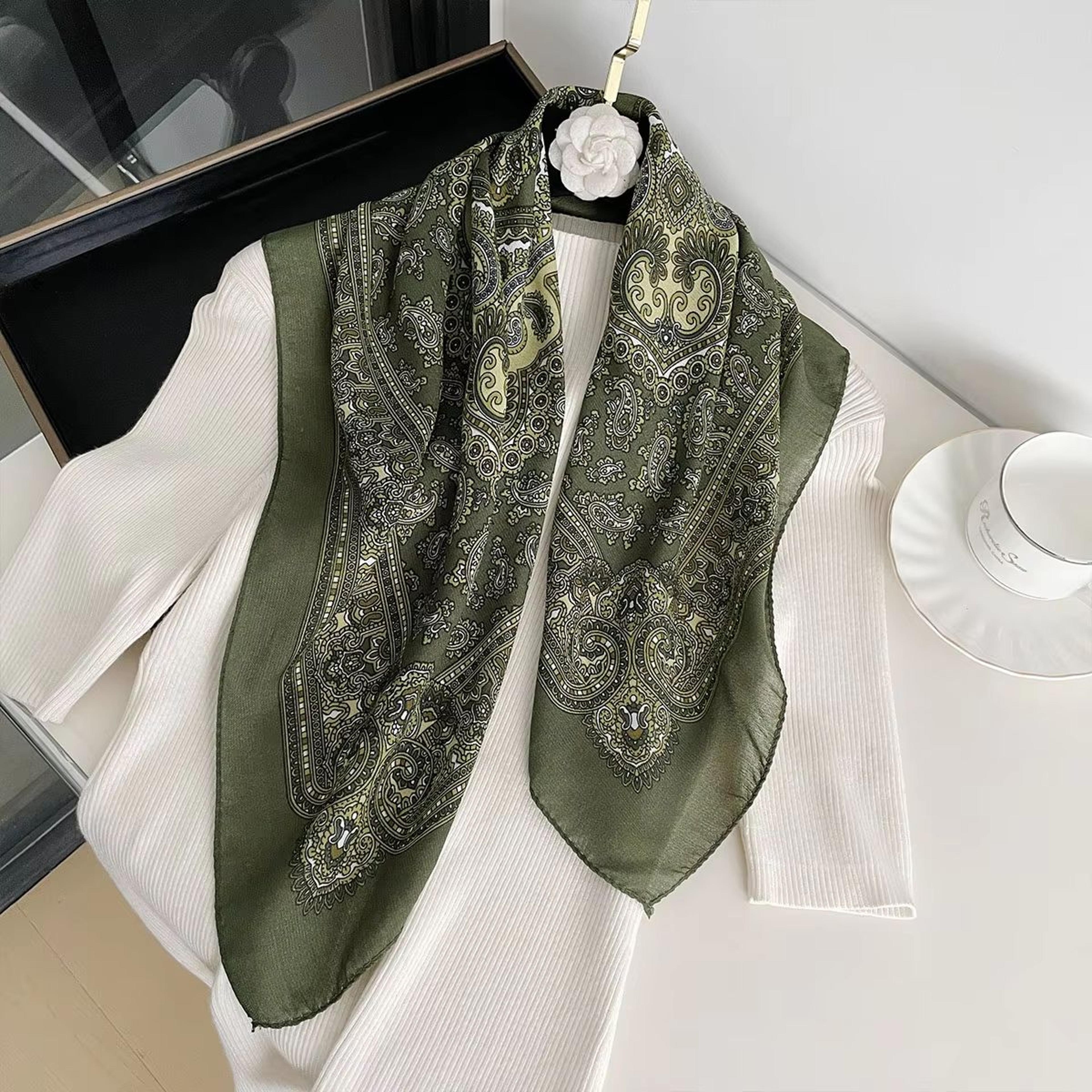 women's paisley print cotton texture square scarf – 27.56x27.56in decorative shawl, headband & luxury neck bandana