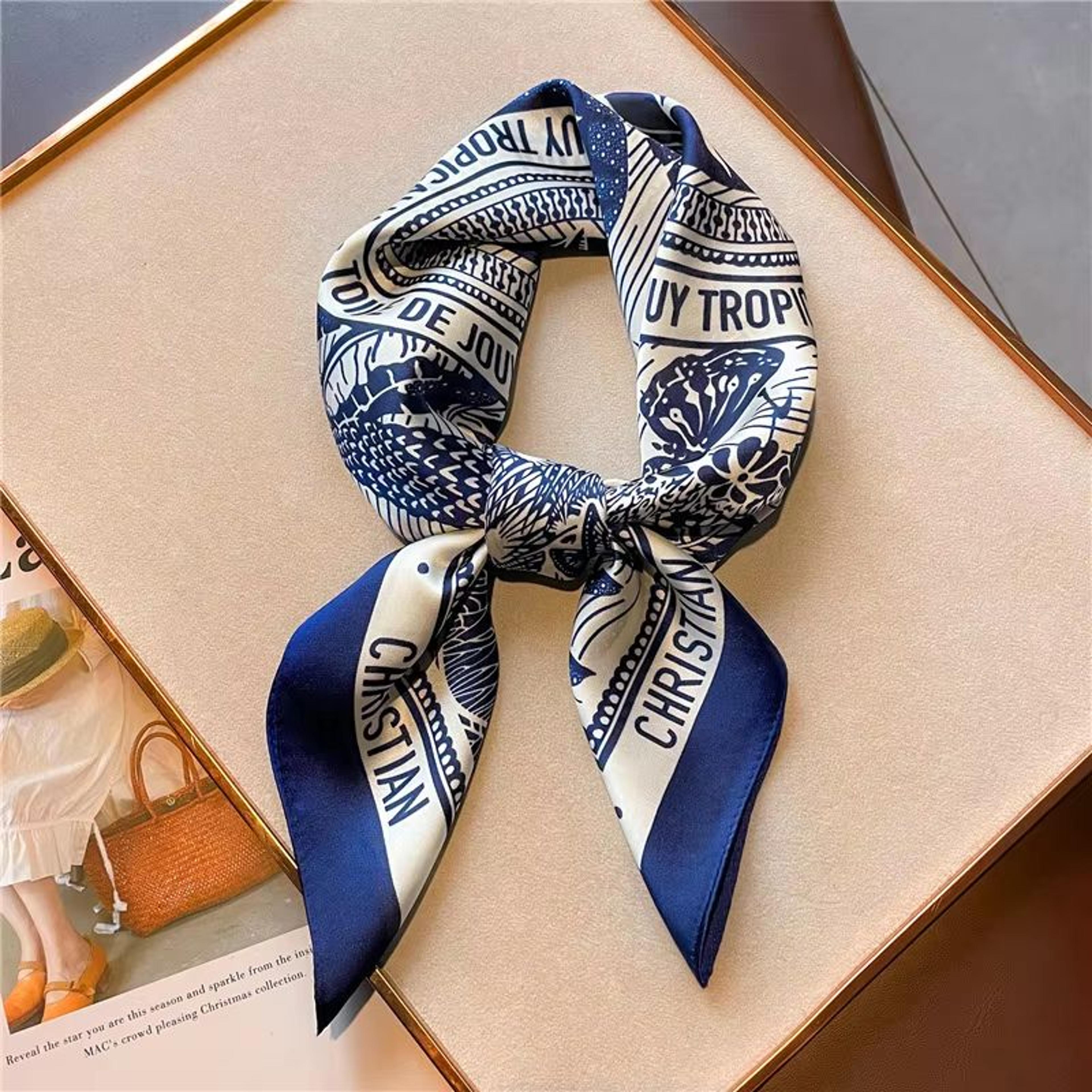 luxury printed satin silk scarf 27.56x27.56in square for women hair hijab neck tie