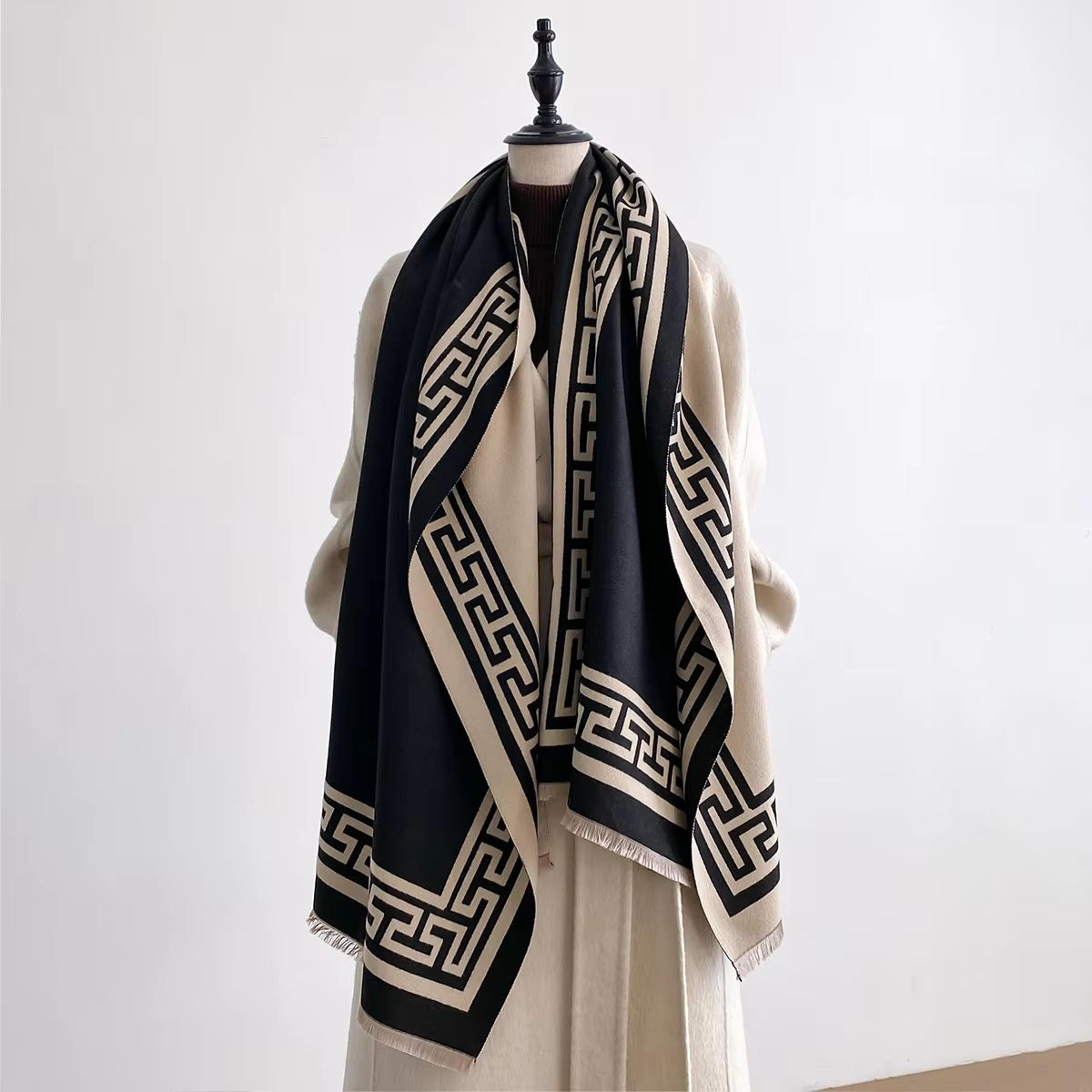 two-sided print pashmina shawl soft warm winter blanket scarf for women