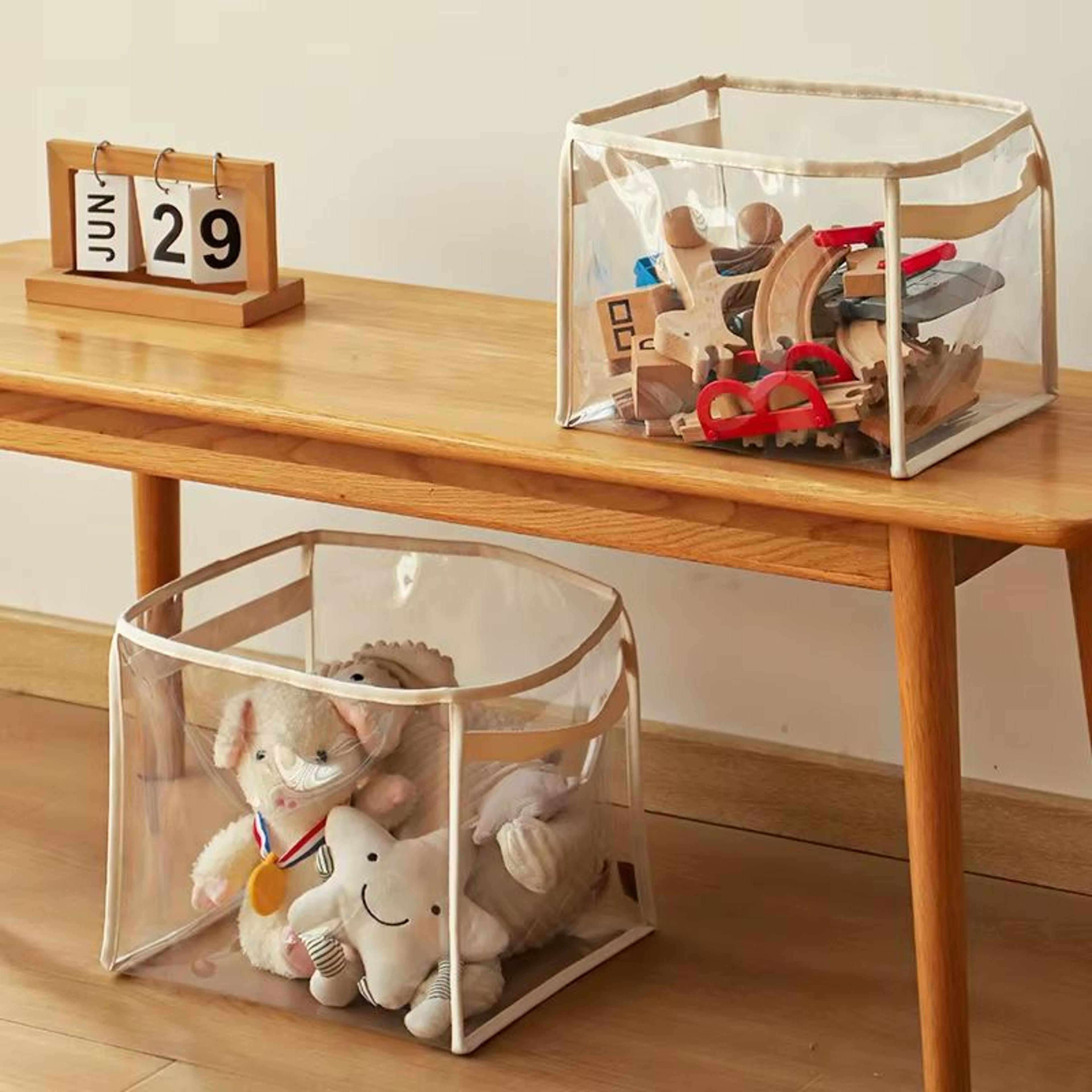 large transparent children's toy storage basket extra capacity multifunctional organizer