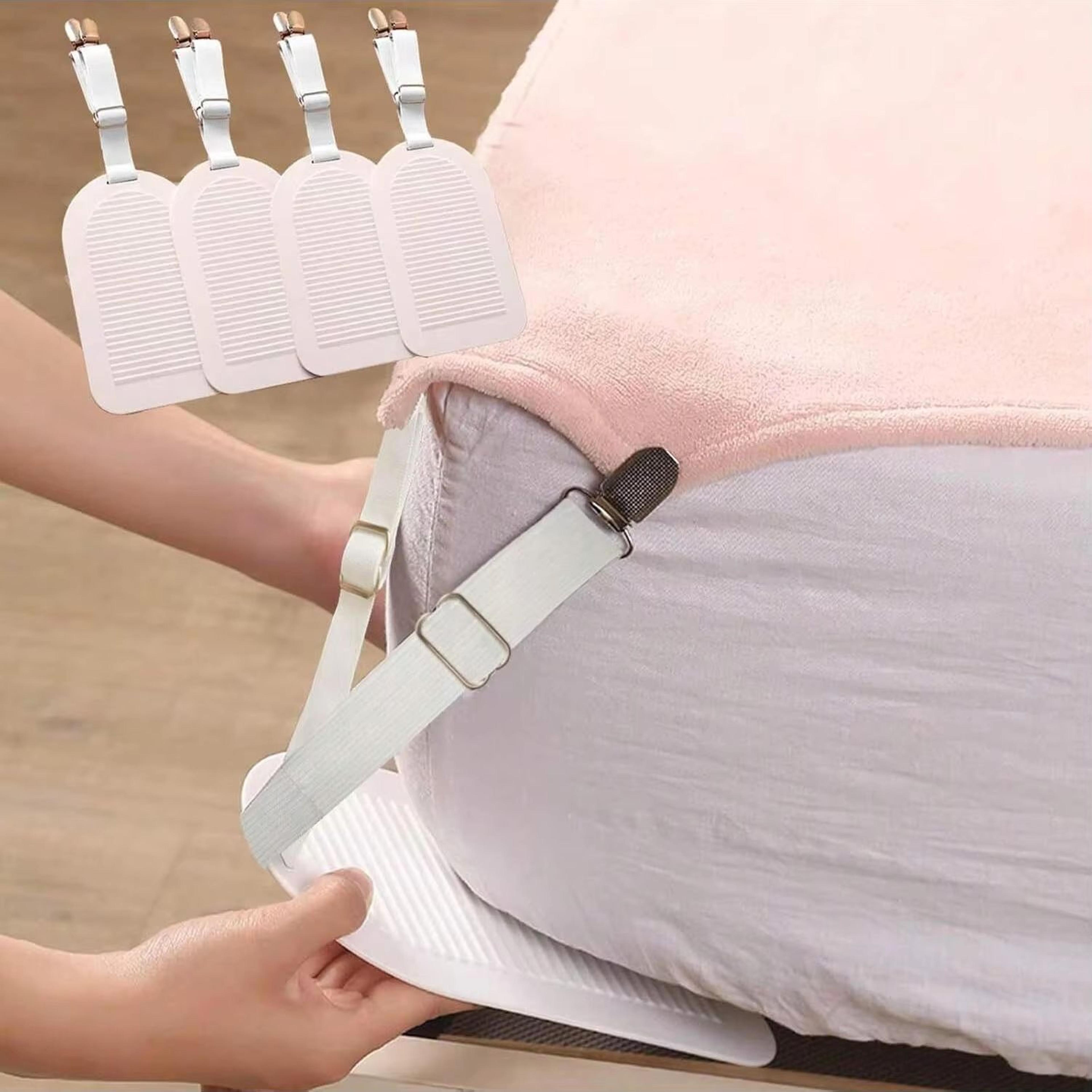 adjustable bed sheet clips set of 4 elastic fitted bedding fasteners