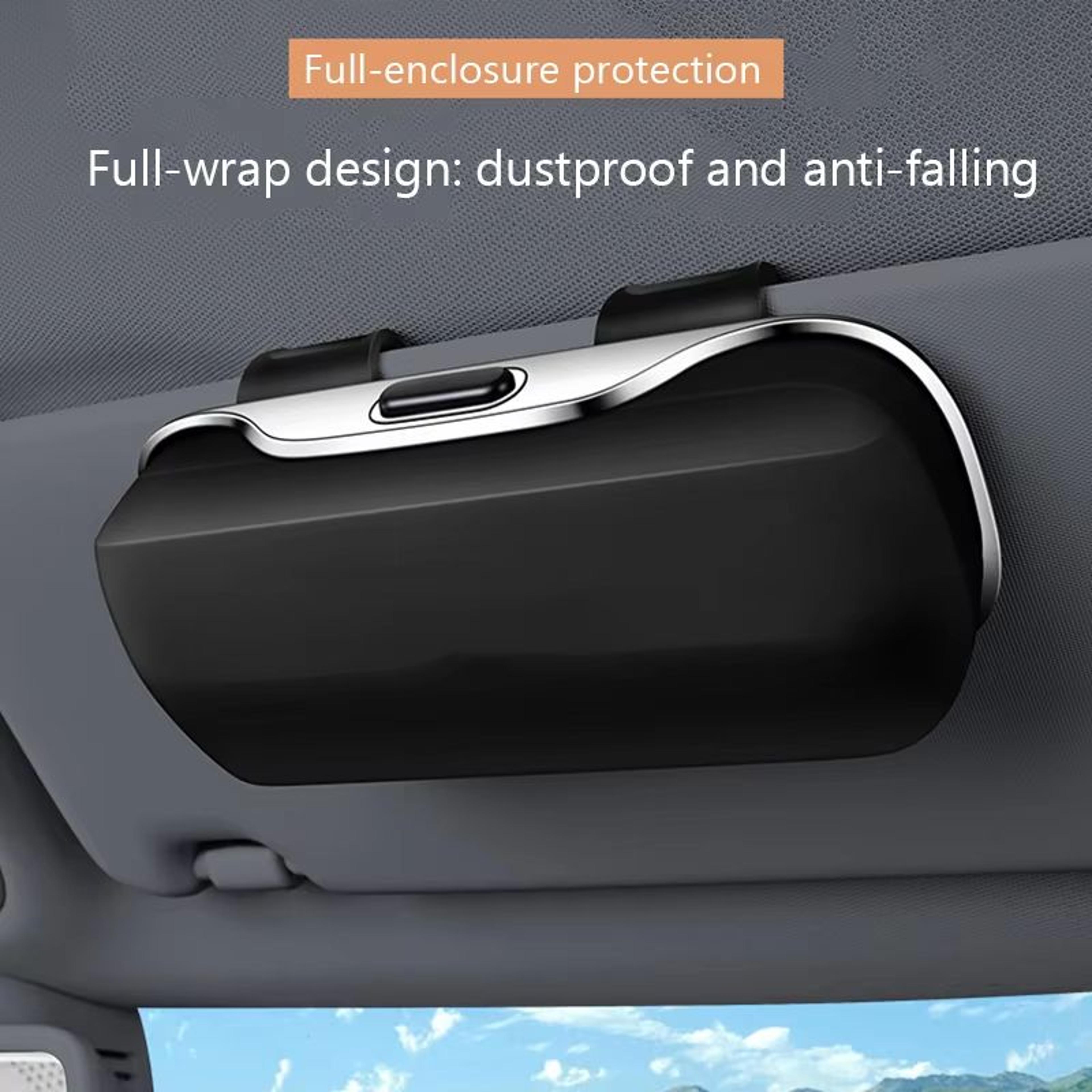 press-switch car glasses holder soft fabric sun visor eyewear storage case