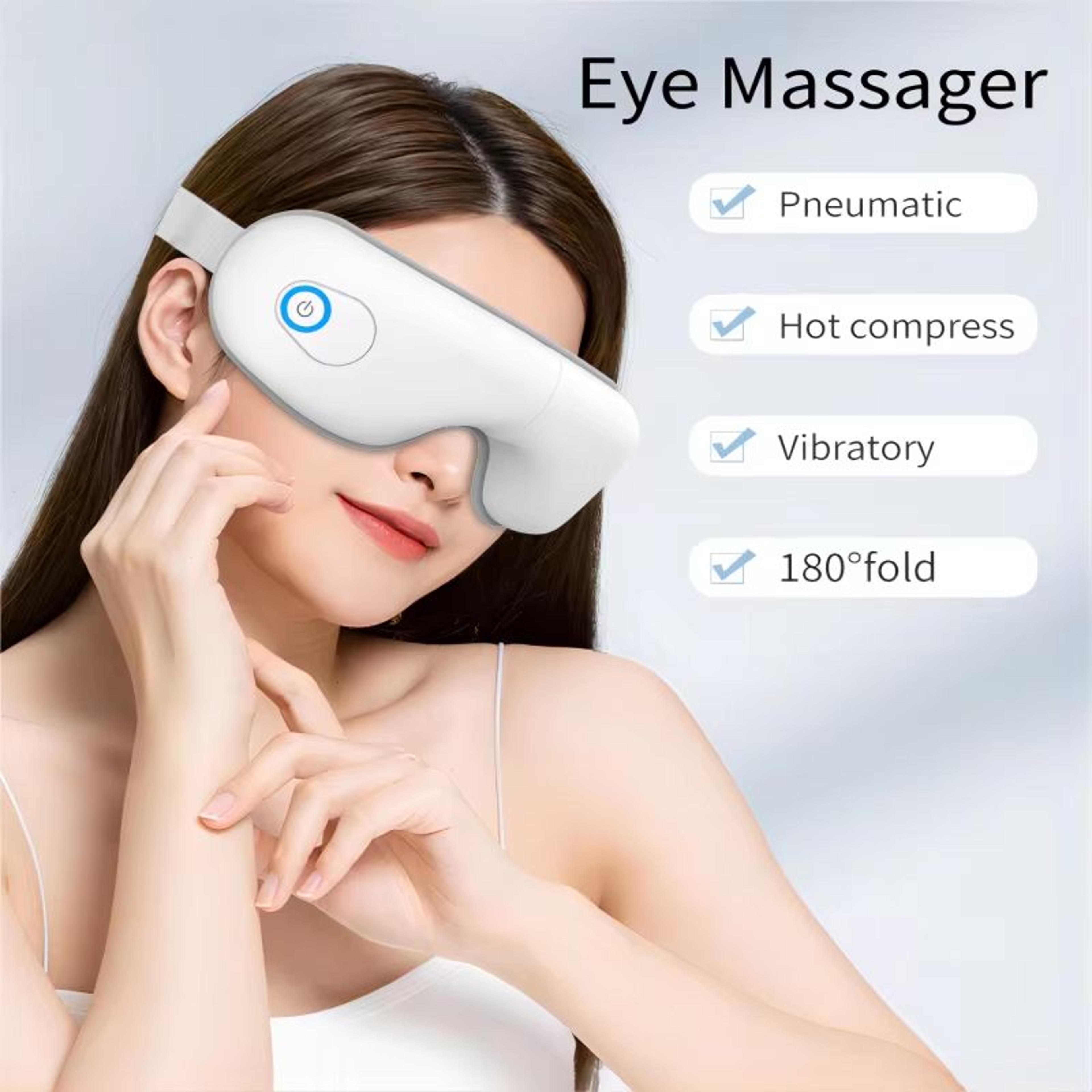 folding eye massager with heat, airbag pressure and bluetooth music