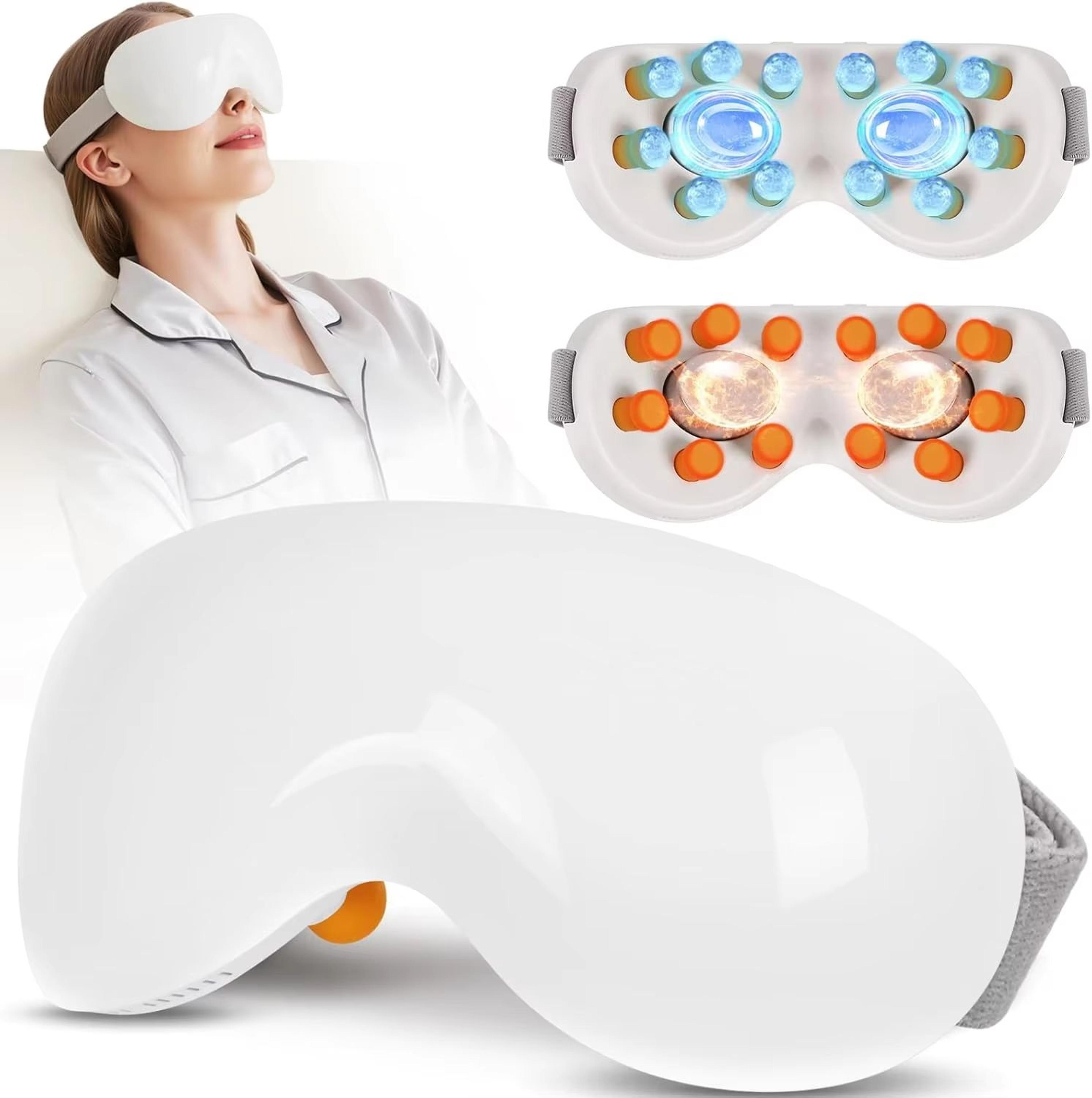 rechargeable eye massager with heat & cooling and bluetooth for puffiness, sleep support & relaxation