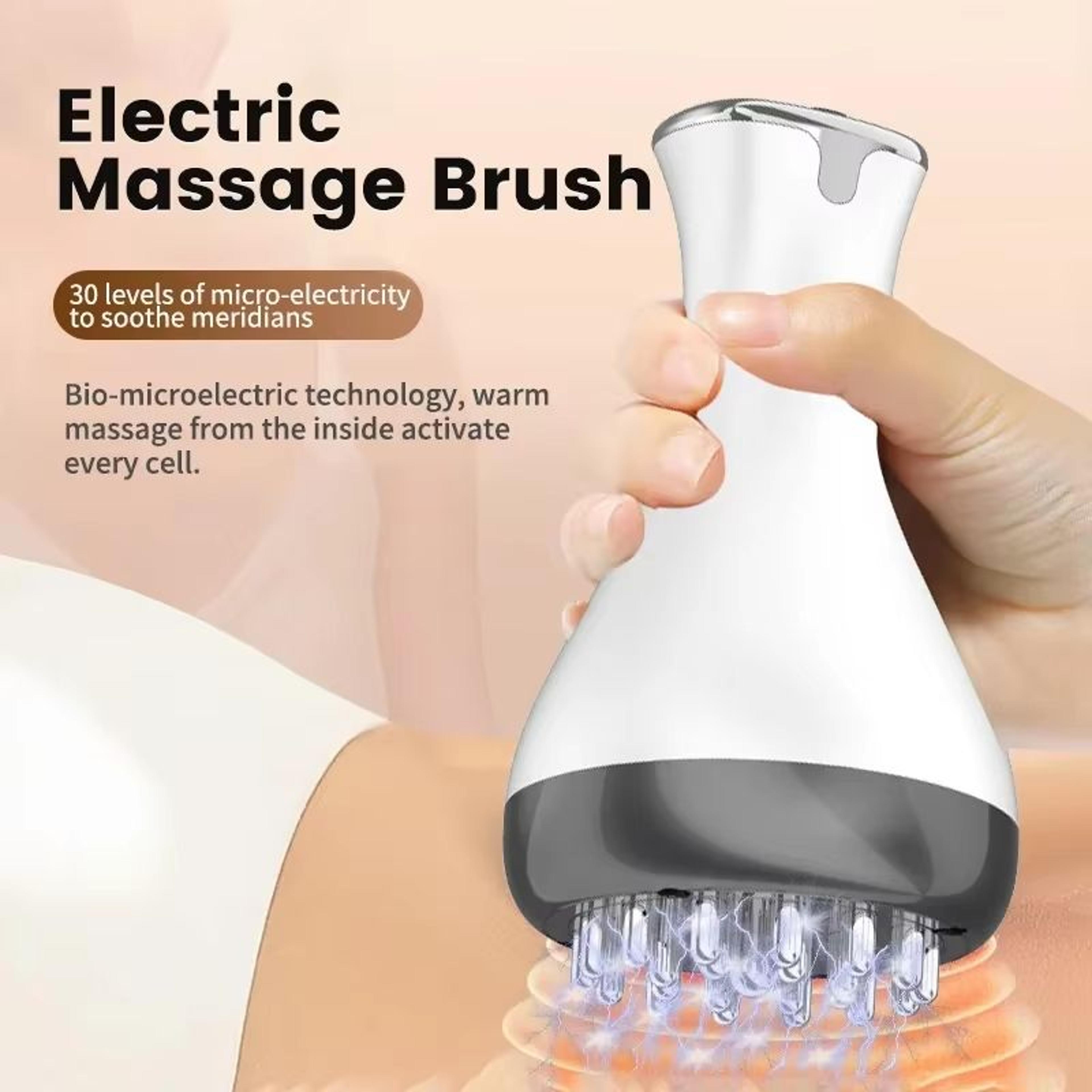 electric meridian gua sha body massager with microcurrent, vibrate & hot compress therapy