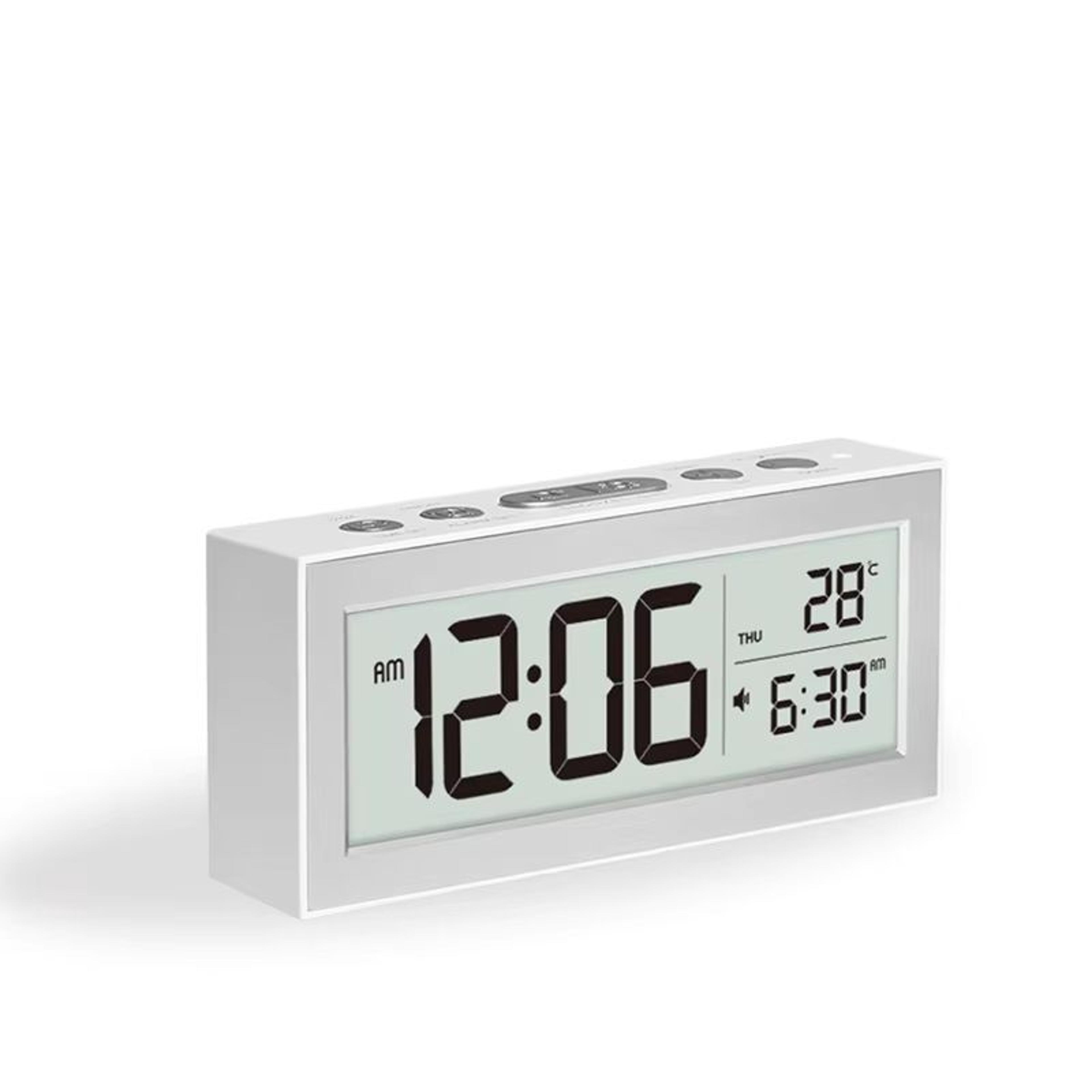 retro lcd digital desk clock with alarm, backlight, calendar & temperature display